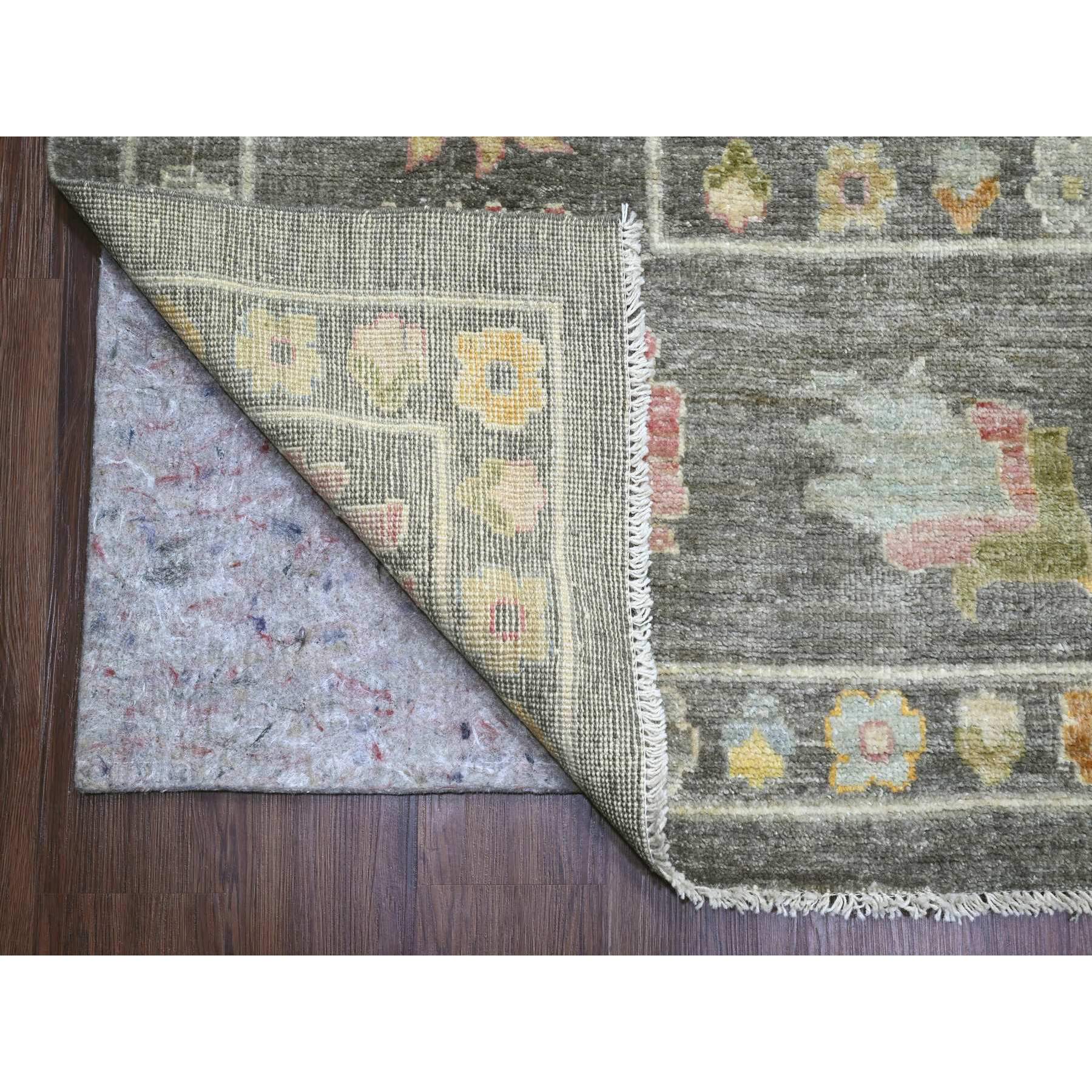 11'10"x15'9" Coffee Brown, Afghan Angora Oushak with Colorful Leaf Design, Hand Knotted, Vegetable Dyes, 100% Wool, Oversized, Oriental Rug Sh20913