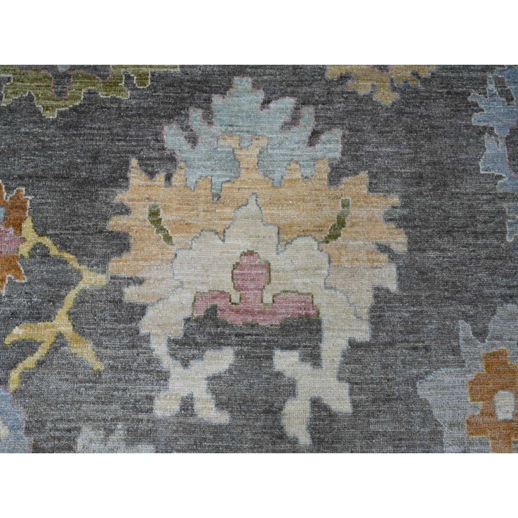 11'10"x15'9" Coffee Brown, Afghan Angora Oushak with Colorful Leaf Design, Hand Knotted, Vegetable Dyes, 100% Wool, Oversized, Oriental Rug Sh20913