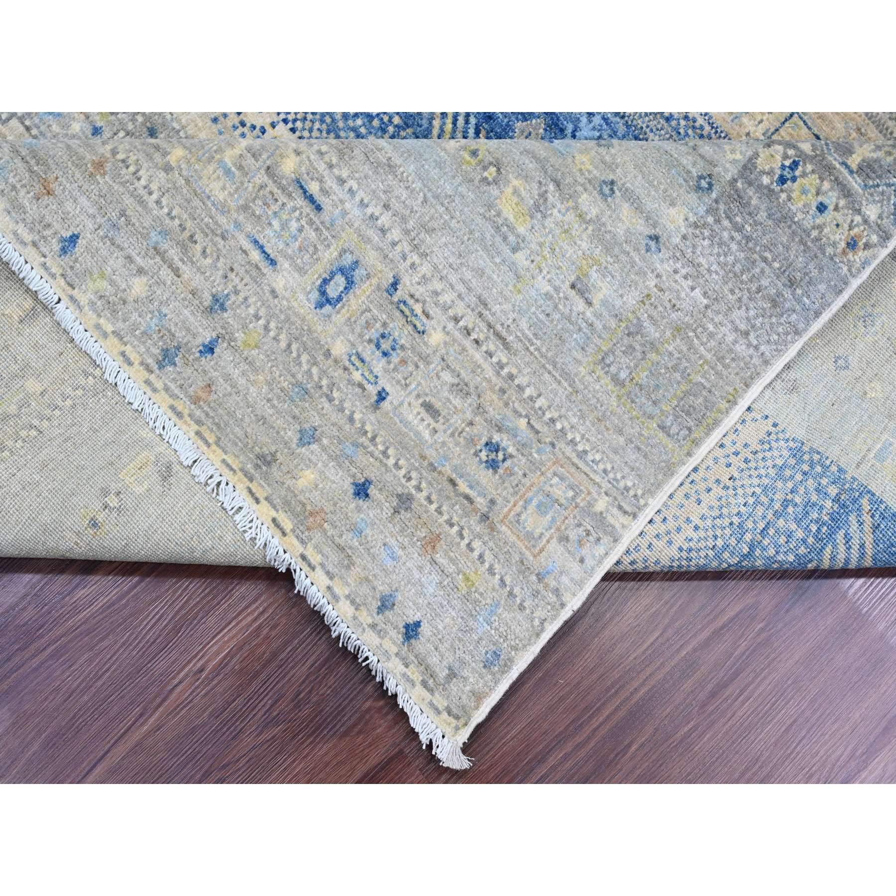 8'x8' Spanish Gray, Hand Knotted, Fine Kashkuli Gabbeh with Small Animal Figurines, Soft Wool, Vegetable Dyes, Square, Oriental Rug Sh20915