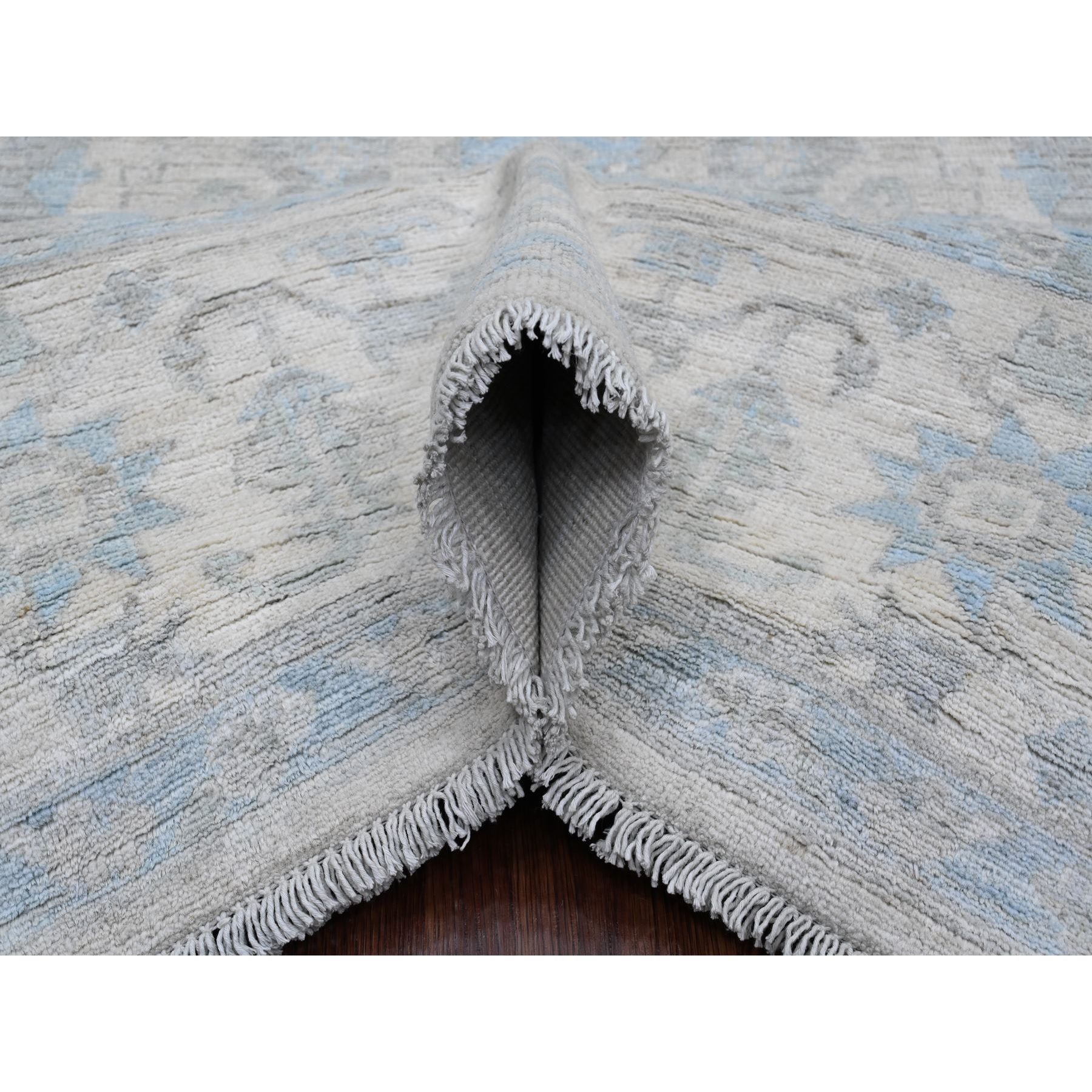 8'4"x9'9" Medium Gray, Peshawar with Heriz All Over Design, High Mountain Wool, Densely Woven, Hand Knotted, Natural Dyes, Oriental Rug Sh20916