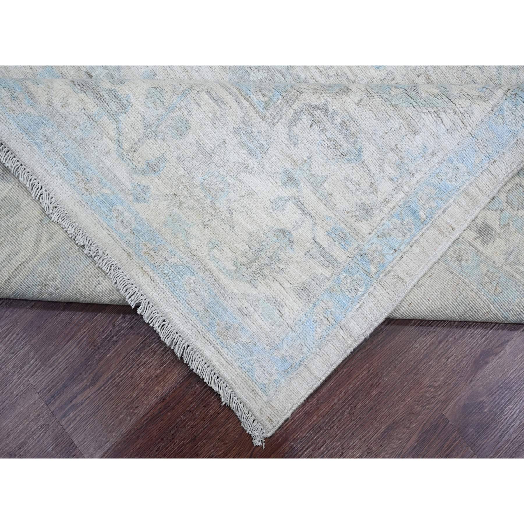8'4"x9'9" Medium Gray, Peshawar with Heriz All Over Design, High Mountain Wool, Densely Woven, Hand Knotted, Natural Dyes, Oriental Rug Sh20916