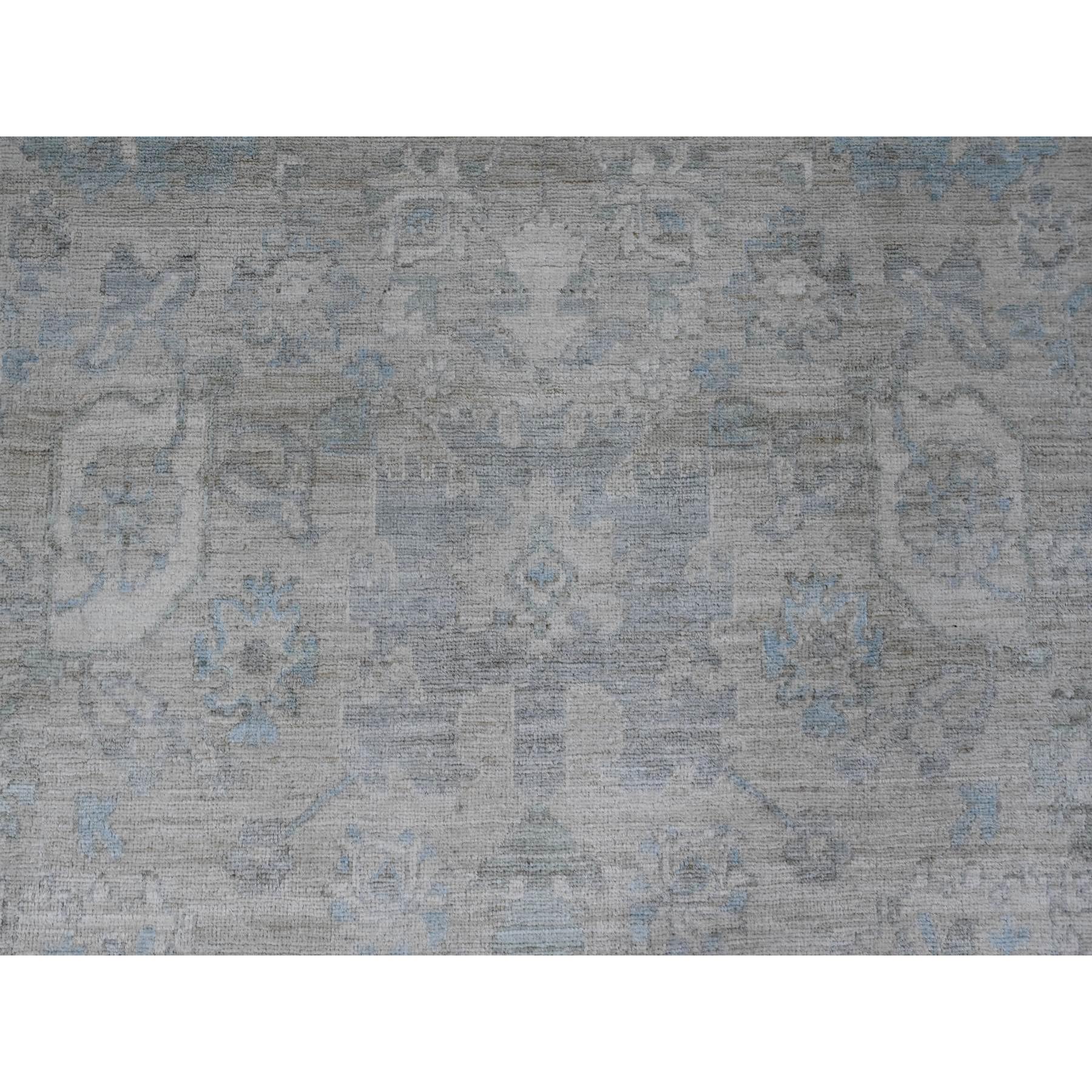 8'4"x9'9" Medium Gray, Peshawar with Heriz All Over Design, High Mountain Wool, Densely Woven, Hand Knotted, Natural Dyes, Oriental Rug Sh20916