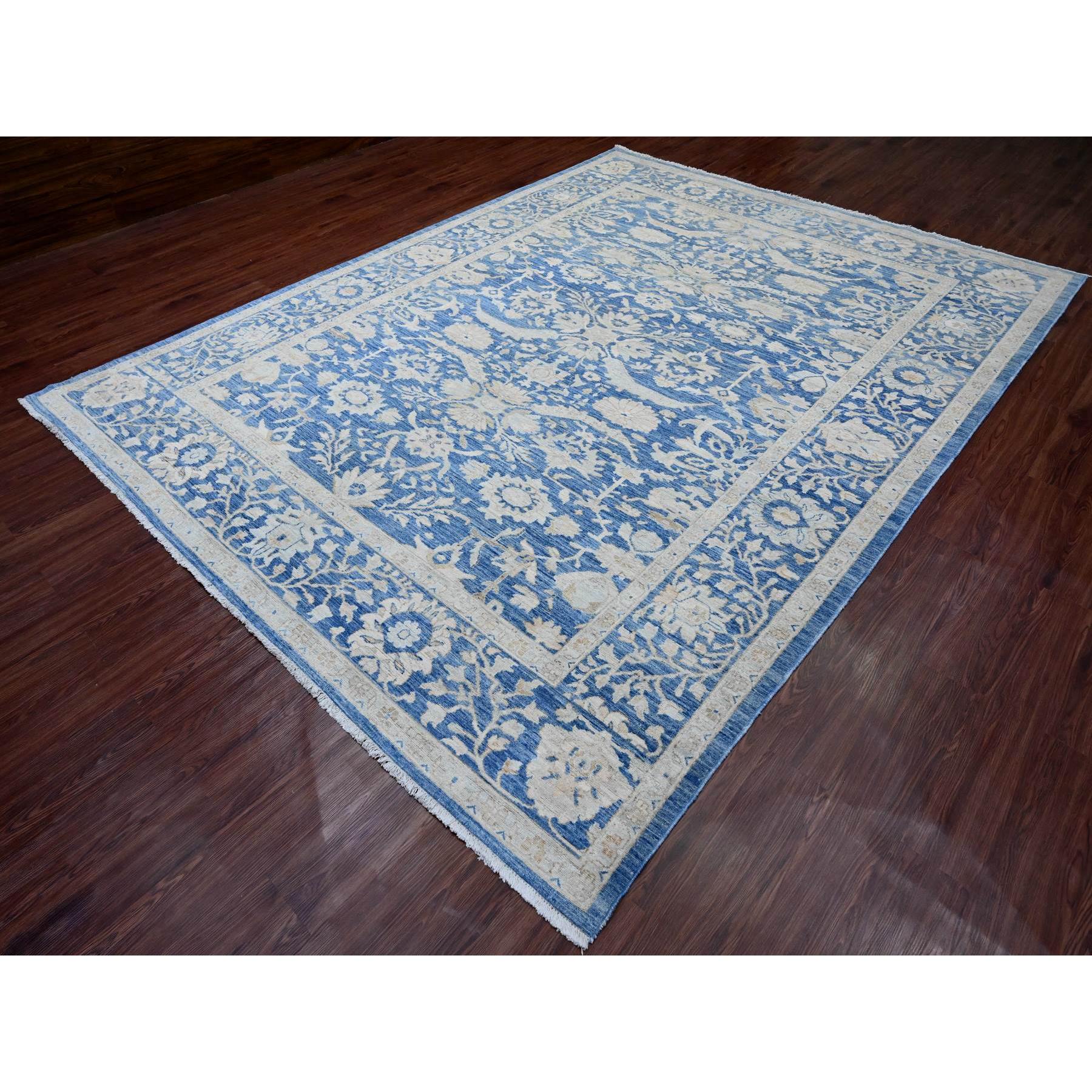 8'9"x11'7" Bayern Blue, Peshawar with Heriz All Over Design, Densely Woven, Hand Knotted, High Mountain Wool, Natural Dyes, Oriental Rug Sh20917