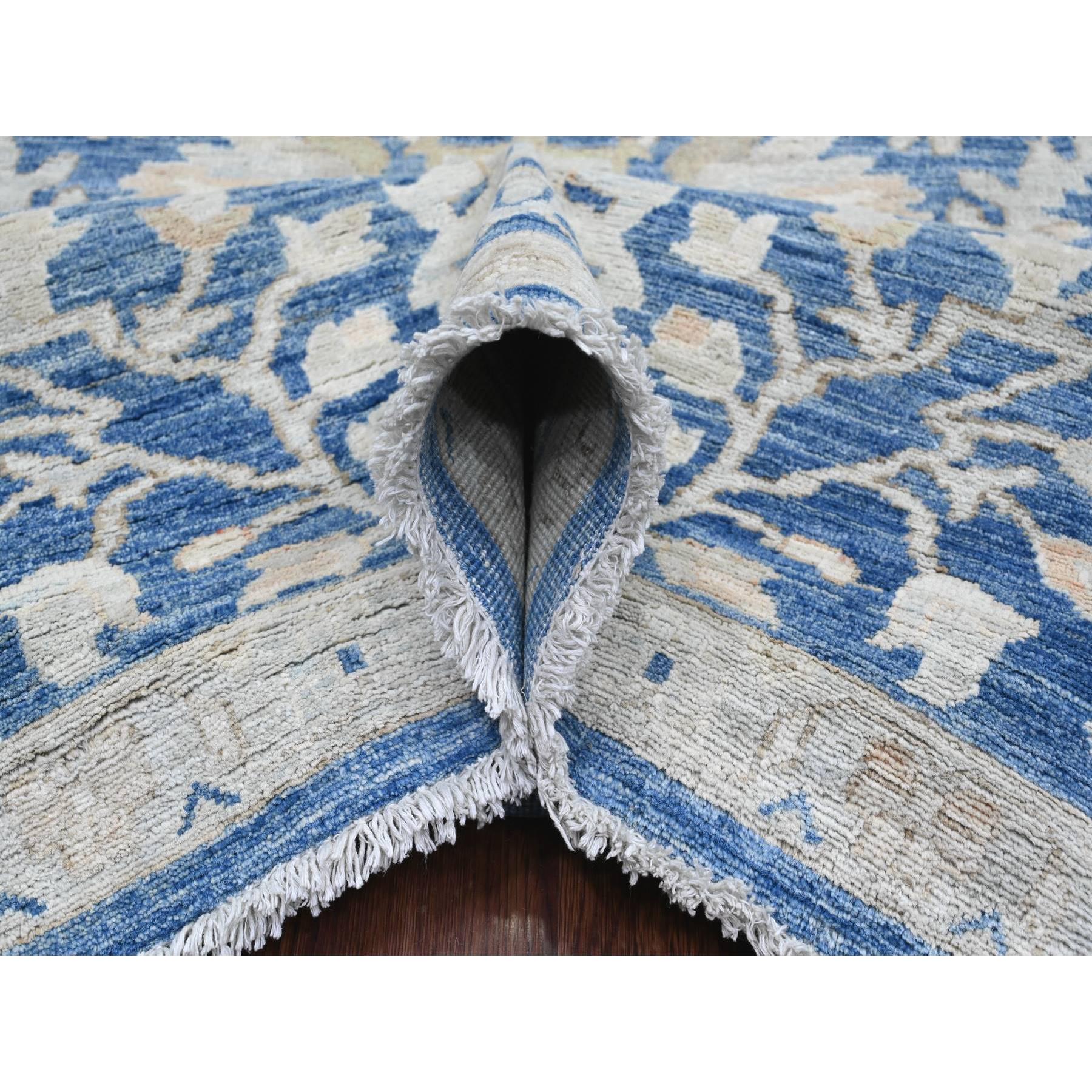 8'9"x11'7" Bayern Blue, Peshawar with Heriz All Over Design, Densely Woven, Hand Knotted, High Mountain Wool, Natural Dyes, Oriental Rug Sh20917