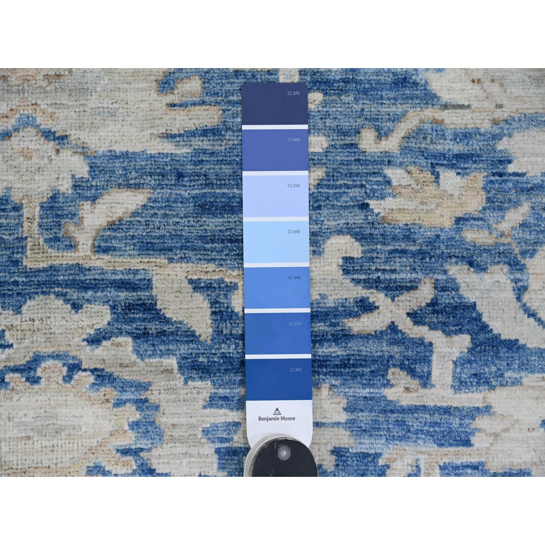 8'9"x11'7" Bayern Blue, Peshawar with Heriz All Over Design, Densely Woven, Hand Knotted, High Mountain Wool, Natural Dyes, Oriental Rug Sh20917