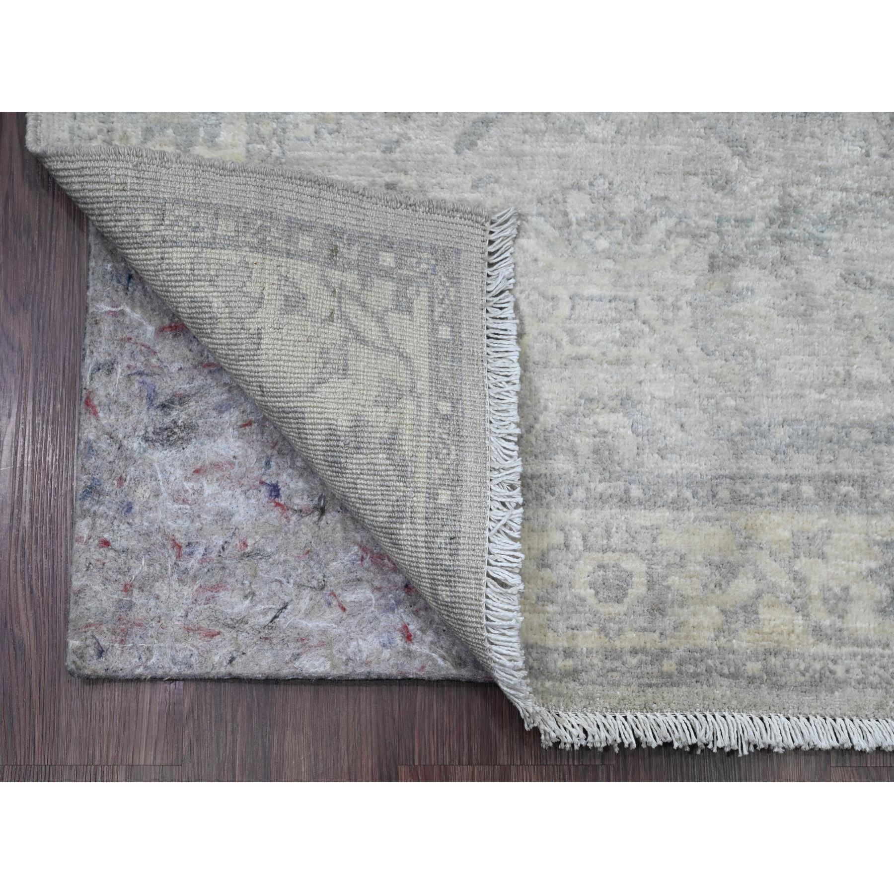 2'10"x31'9" Medium Gray, Washed Out Peshawar with Heriz All Over Design, High Mountain Wool, Densely Woven, Hand Knotted, XL Runner, Oriental Rug Sh20919