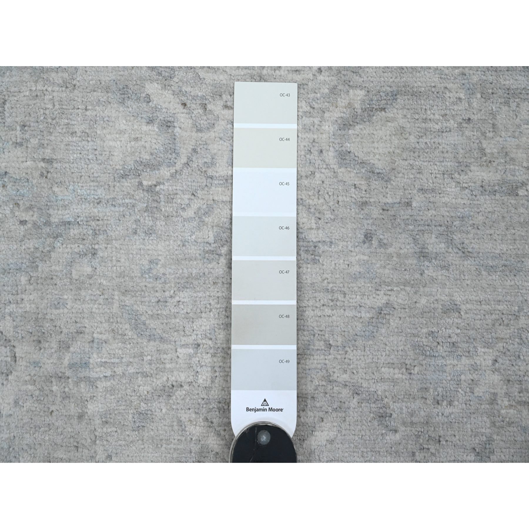 2'10"x31'9" Medium Gray, Washed Out Peshawar with Heriz All Over Design, High Mountain Wool, Densely Woven, Hand Knotted, XL Runner, Oriental Rug Sh20919