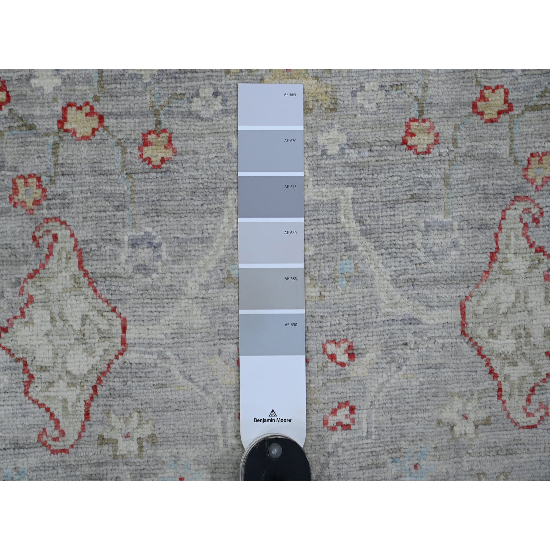 3'1"x15'10" Misty Gray, Peshawar with Bijar Garus Design, Hand Knotted, High Mountain Wool, Vegetable Dyes, Densely Woven, XL Runner, Oriental Rug Sh20921