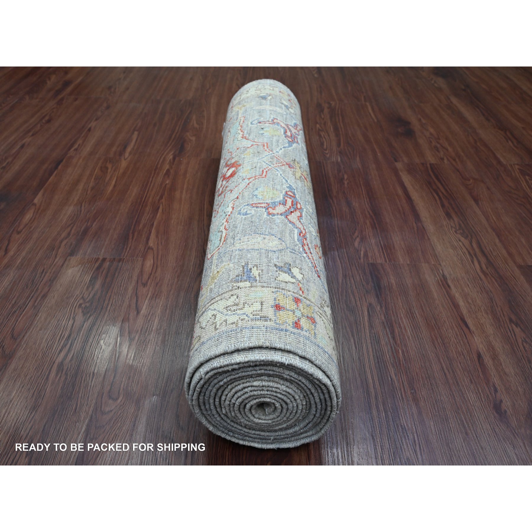 3'1"x15'10" Misty Gray, Peshawar with Bijar Garus Design, Hand Knotted, High Mountain Wool, Vegetable Dyes, Densely Woven, XL Runner, Oriental Rug Sh20921