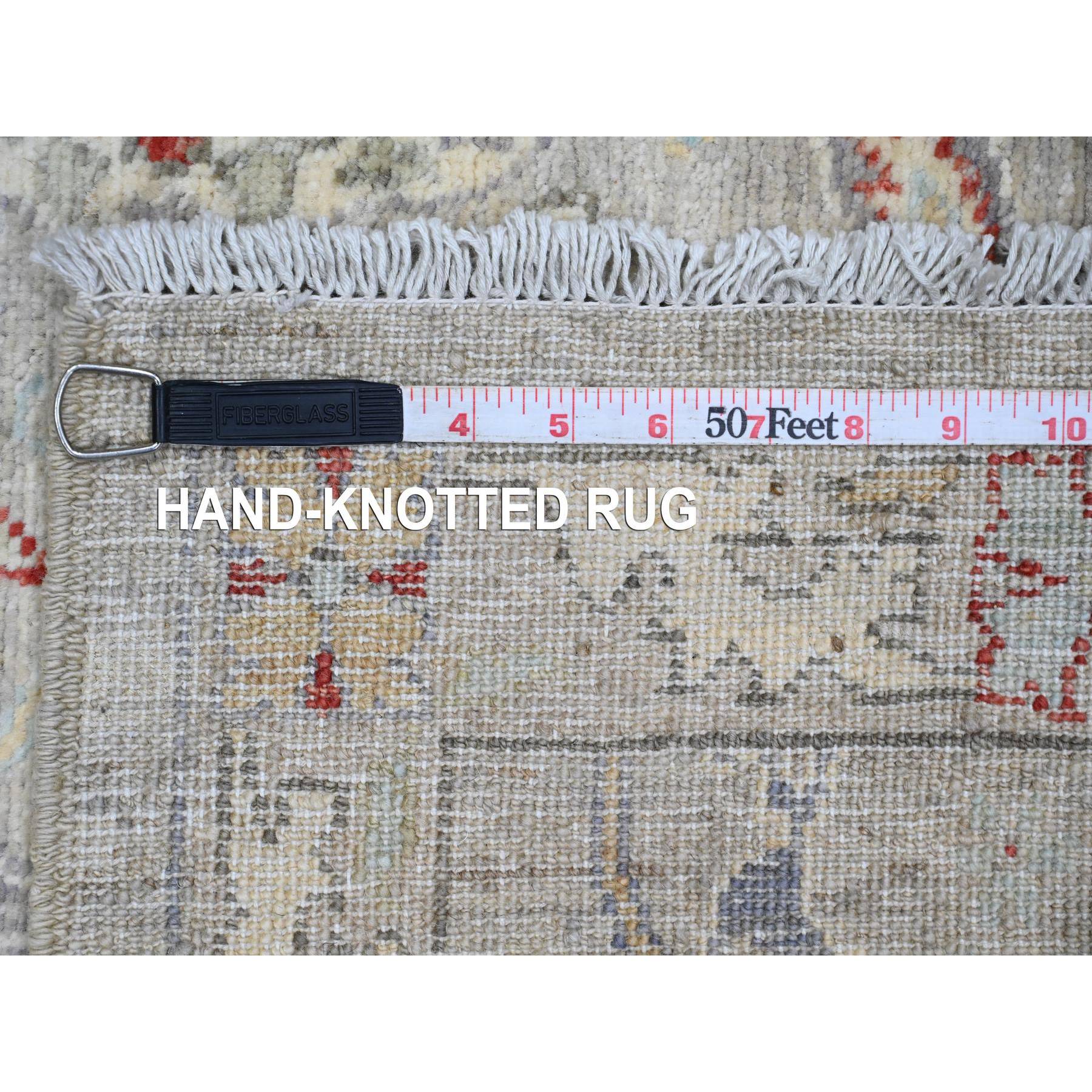 3'x5'1" Stone Gray, Peshawar with Bijar Garus Design, High Mountain Wool, Hand Knotted, Vegetable Dyes, Densely Woven, Oriental Rug Sh20923
