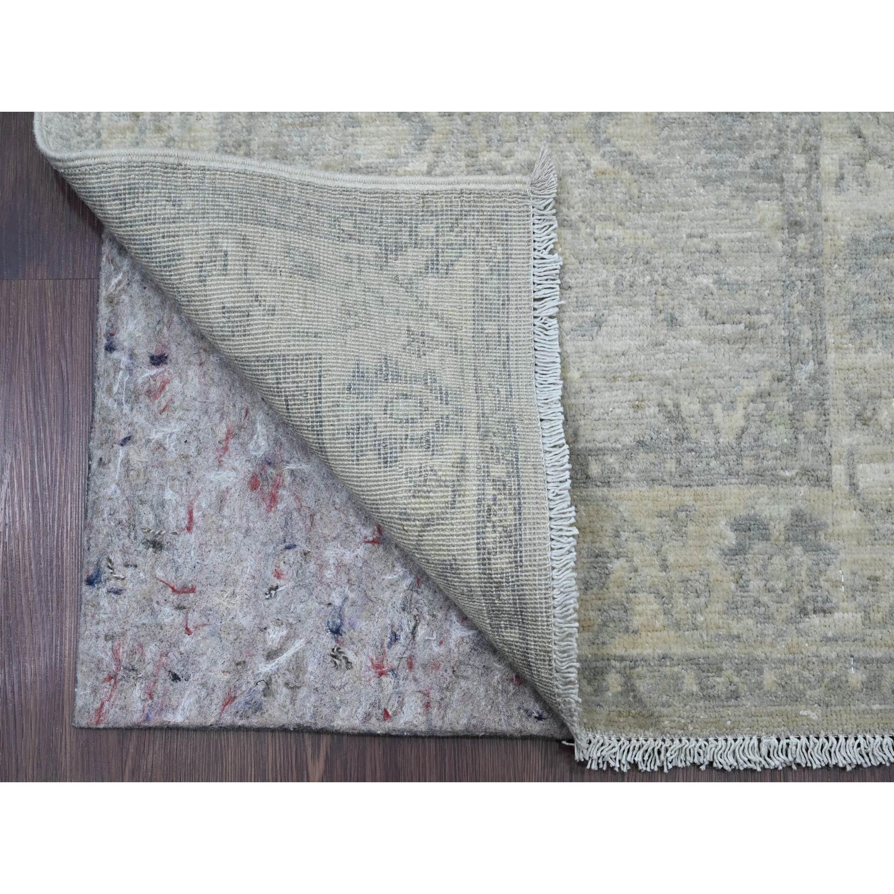 2'3"x29'4" Medium Gray, Peshawar with All Over Heriz Design, High Mountain Wool, Hand Knotted, Vegetable Dyes, Densely Woven, XL Runner, Oriental Rug Sh20926