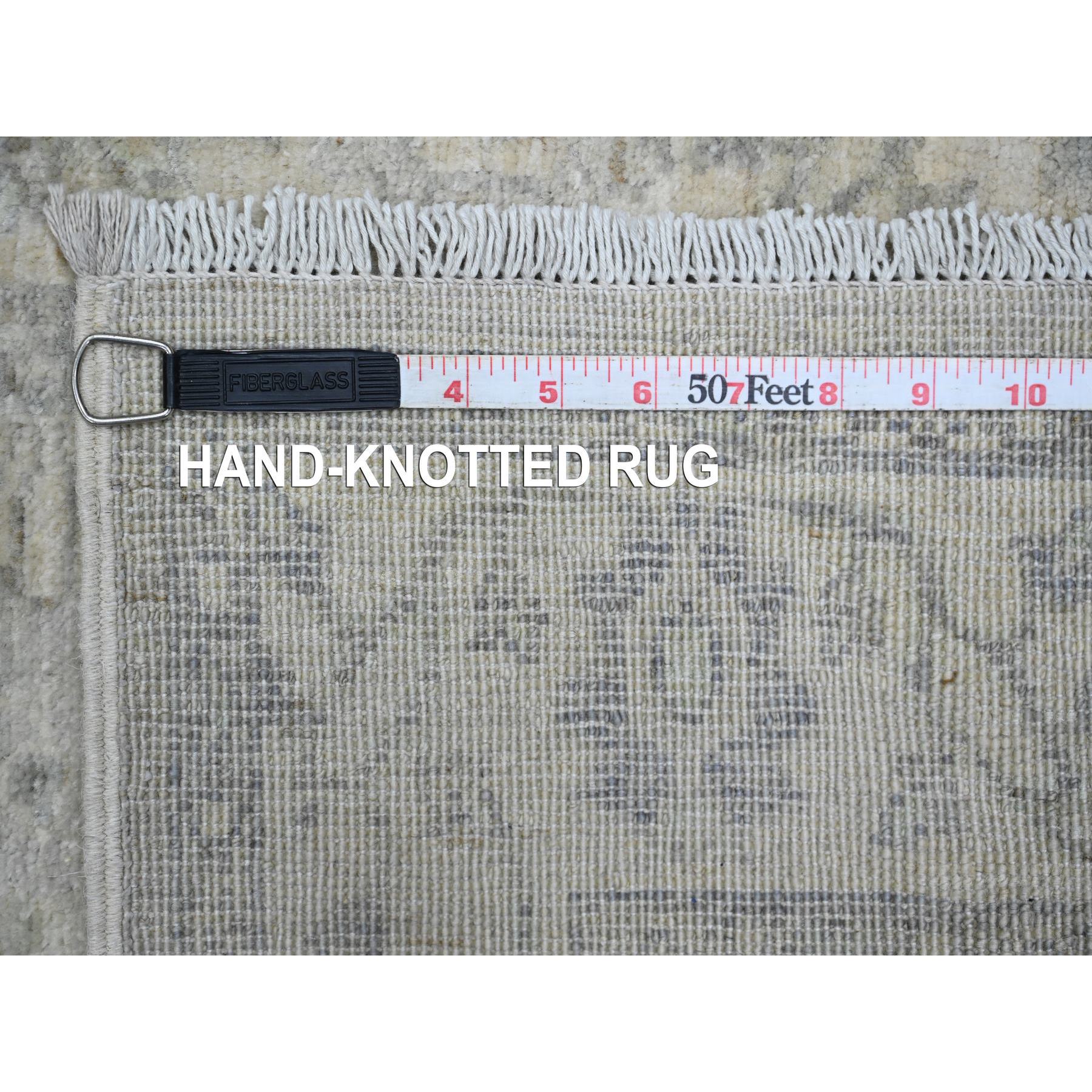 2'3"x29'4" Medium Gray, Peshawar with All Over Heriz Design, High Mountain Wool, Hand Knotted, Vegetable Dyes, Densely Woven, XL Runner, Oriental Rug Sh20926