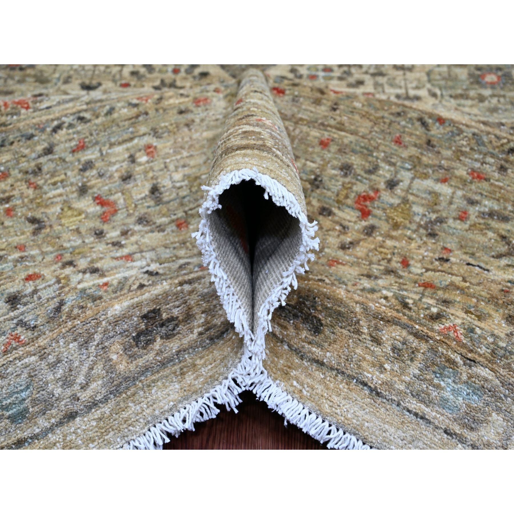 9'8"x13'9" Medium Gray, 14th Century Mamluk Dynasty Pattern with Star Medallion Design, High Mountain Wool, Hand Knotted, Oriental Rug Sh20927