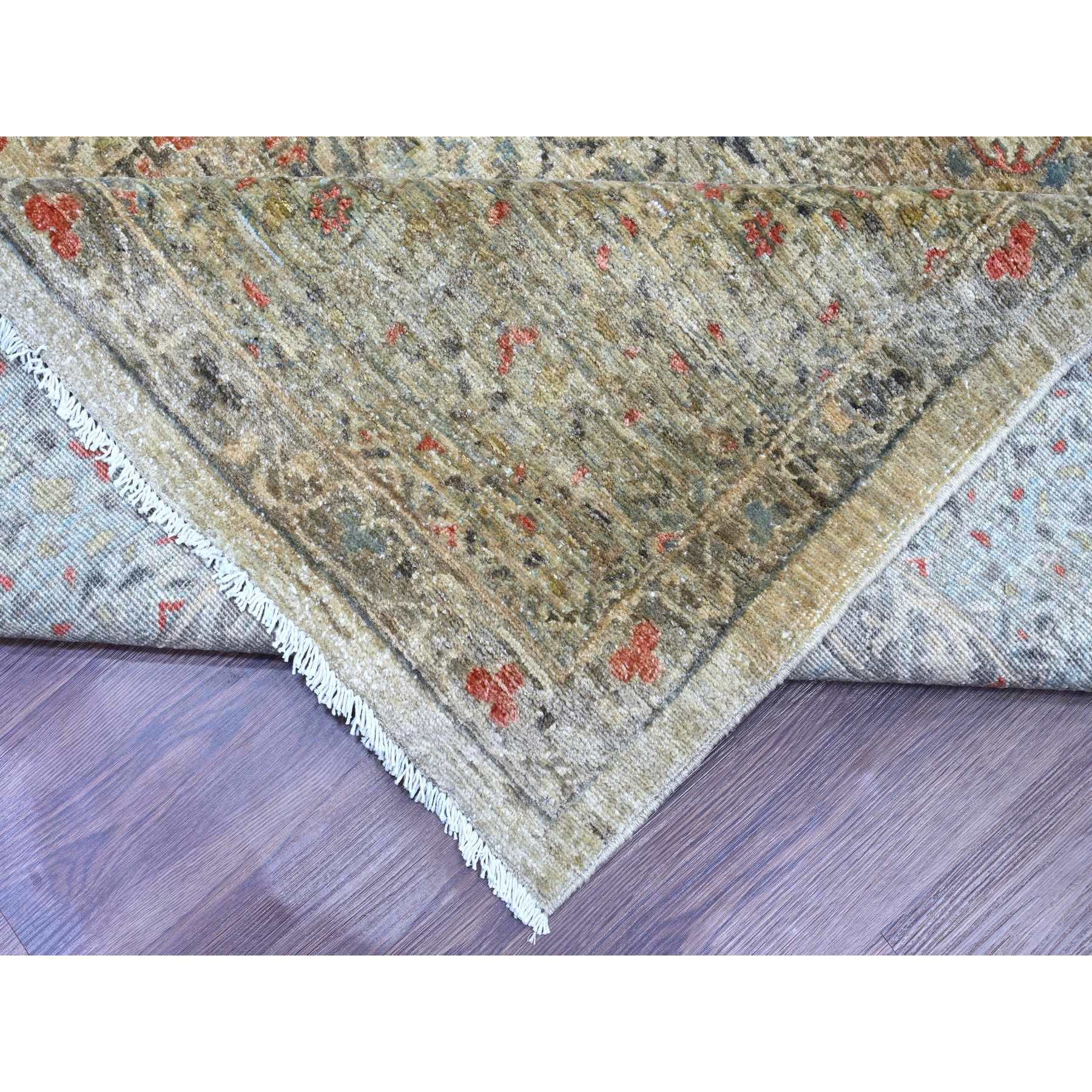 9'8"x13'9" Medium Gray, 14th Century Mamluk Dynasty Pattern with Star Medallion Design, High Mountain Wool, Hand Knotted, Oriental Rug Sh20927