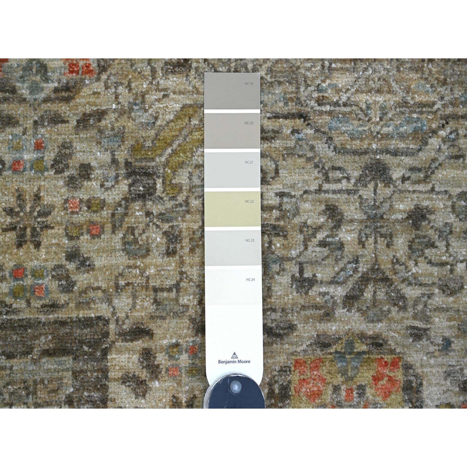 9'8"x13'9" Medium Gray, 14th Century Mamluk Dynasty Pattern with Star Medallion Design, High Mountain Wool, Hand Knotted, Oriental Rug Sh20927