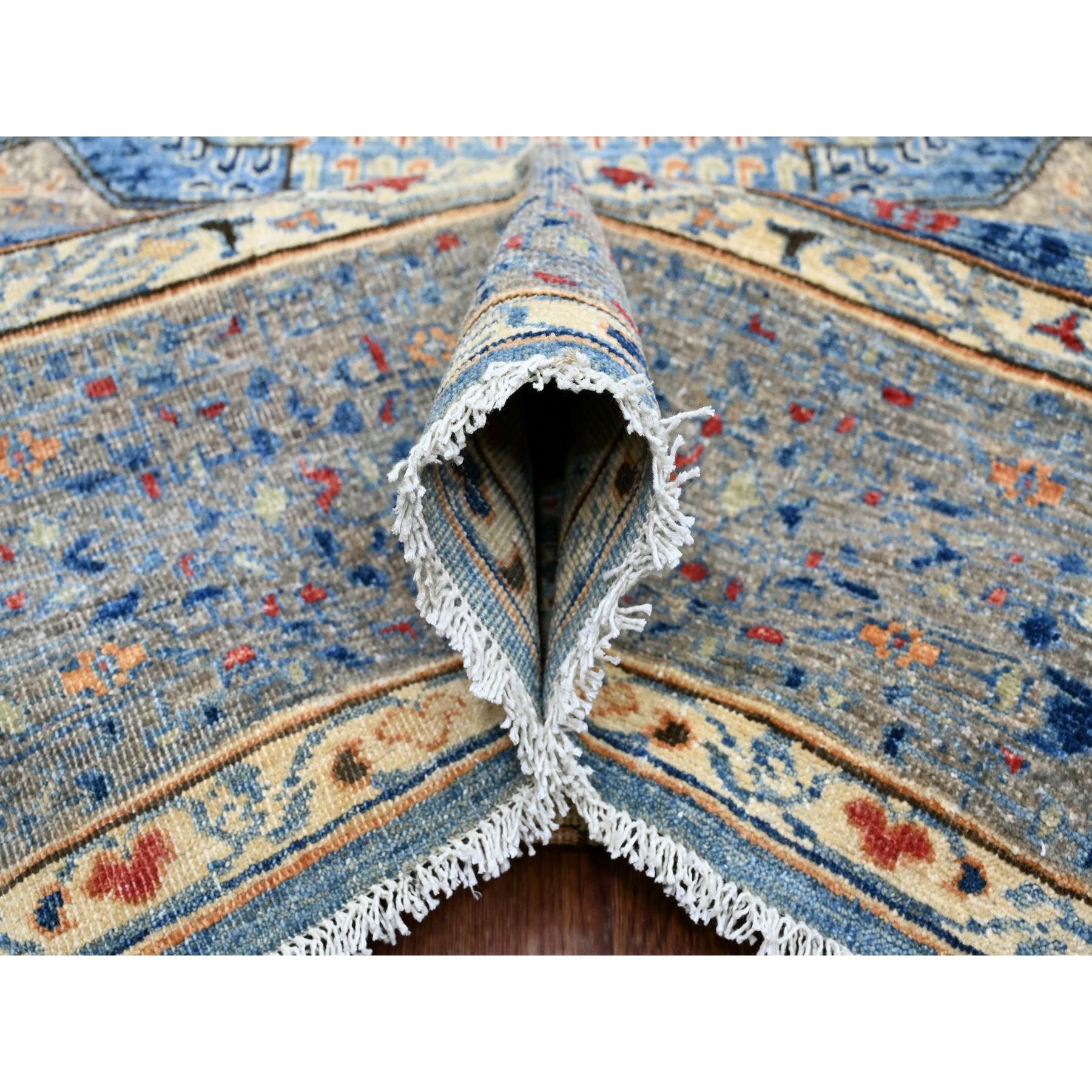 8'x9'8" Carolina Blue, 14th Century Mamluk Dynasty Pattern with Star Medallion Design, Hand Knotted, High Mountain Wool, Veggie Dyes, Oriental Rug Sh20928
