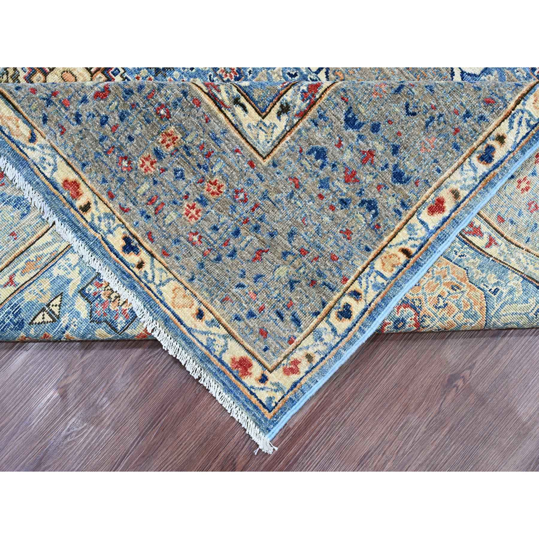 8'x9'8" Carolina Blue, 14th Century Mamluk Dynasty Pattern with Star Medallion Design, Hand Knotted, High Mountain Wool, Veggie Dyes, Oriental Rug Sh20928
