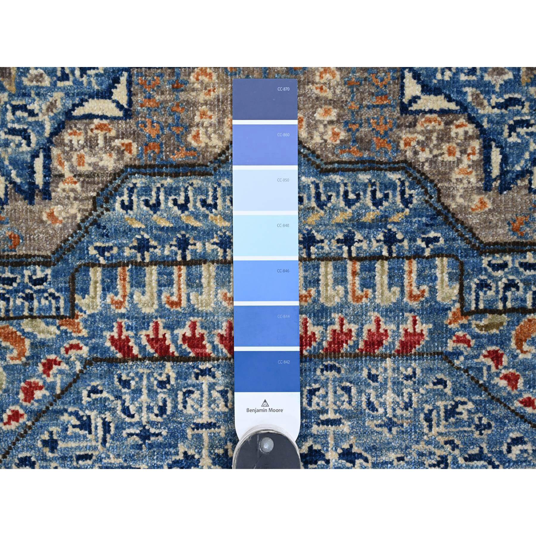 8'x9'8" Carolina Blue, 14th Century Mamluk Dynasty Pattern with Star Medallion Design, Hand Knotted, High Mountain Wool, Veggie Dyes, Oriental Rug Sh20928