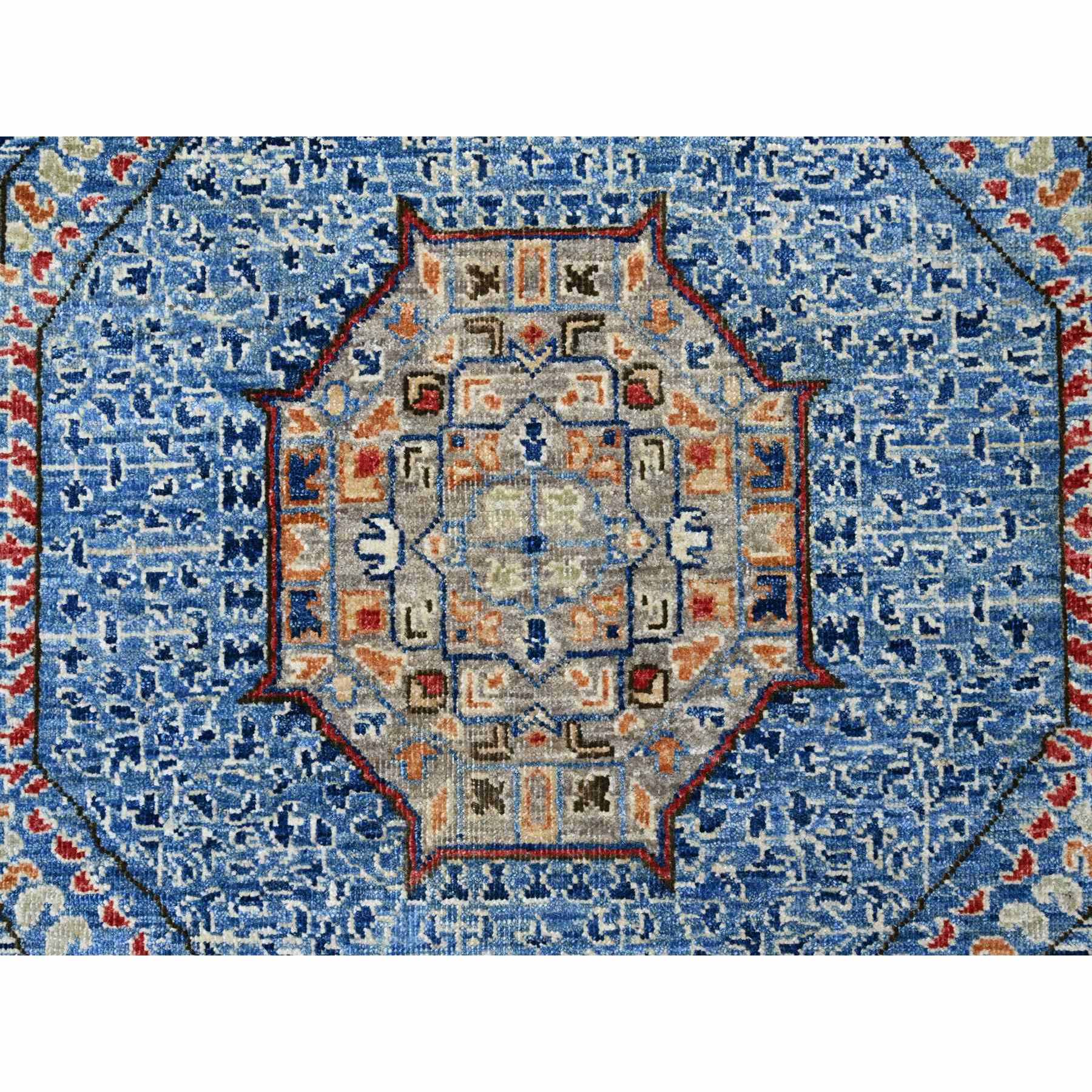 8'x9'8" Carolina Blue, 14th Century Mamluk Dynasty Pattern with Star Medallion Design, Hand Knotted, High Mountain Wool, Veggie Dyes, Oriental Rug Sh20928