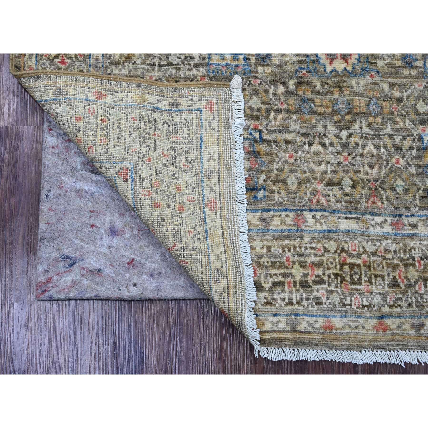 3'9"x6'7" Cedar Brown, Hand Knotted, 14th Century Mamluk Dynasty Pattern with Star Medallion Design, High Mountain Wool, Veggie Dyes, Oriental Rug Sh20929