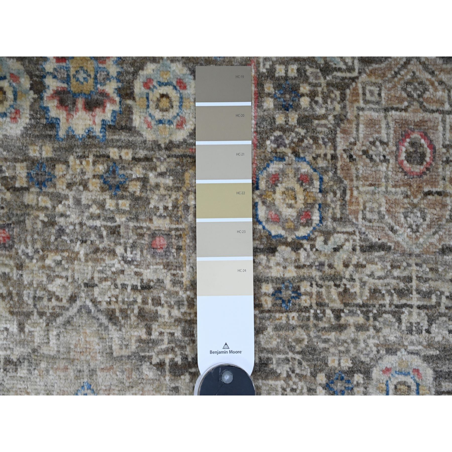 3'9"x6'7" Cedar Brown, Hand Knotted, 14th Century Mamluk Dynasty Pattern with Star Medallion Design, High Mountain Wool, Veggie Dyes, Oriental Rug Sh20929