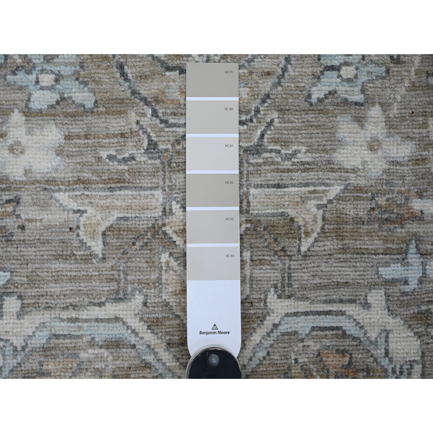 2'8"x19'4" Mocha Brown, Stone Washed Peshawar with Geometric Leaf Pattern, Hand Knotted, Vegetable Dyes, 100% Wool, XL Runner, Oriental Rug Sh20930