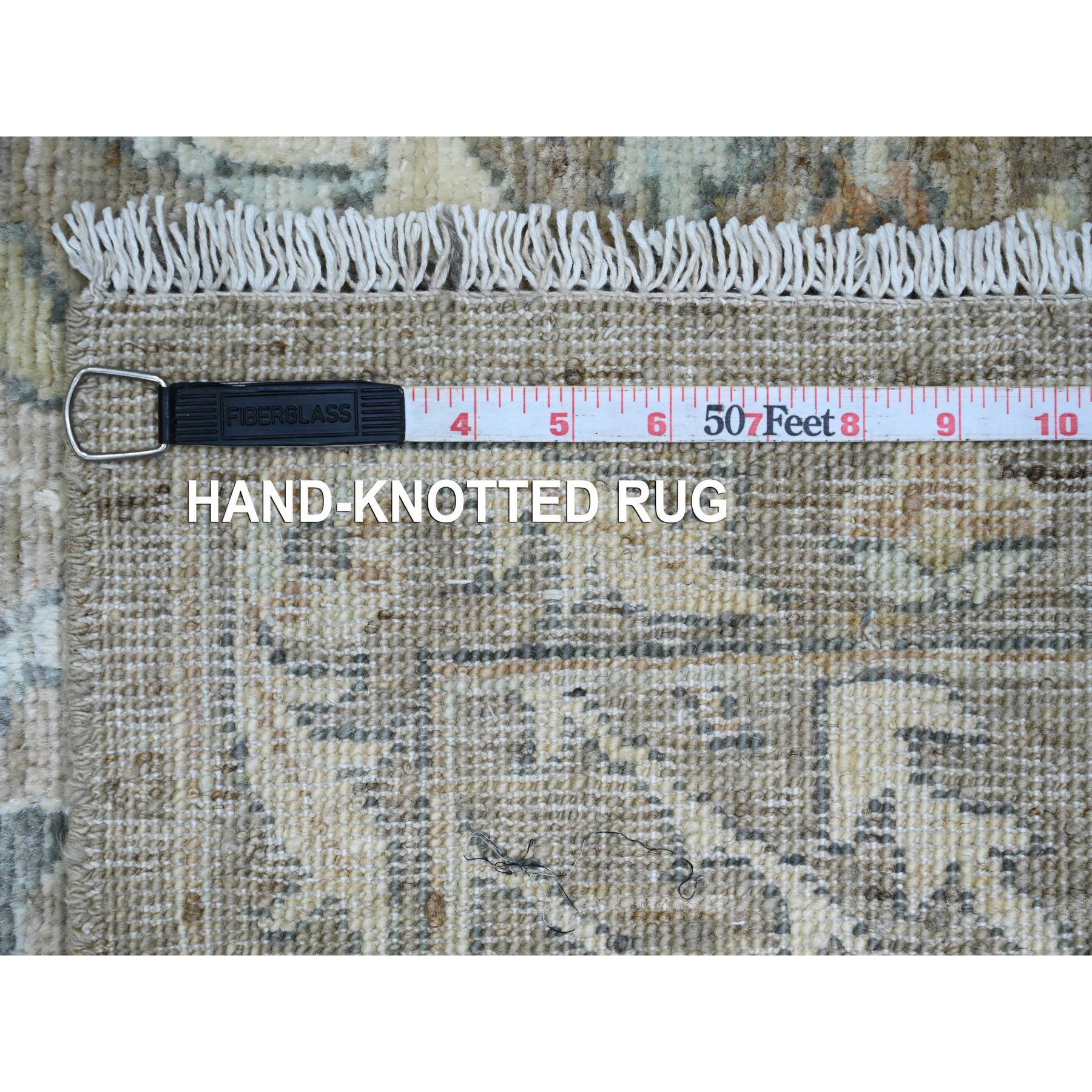 2'8"x19'4" Mocha Brown, Stone Washed Peshawar with Geometric Leaf Pattern, Hand Knotted, Vegetable Dyes, 100% Wool, XL Runner, Oriental Rug Sh20930