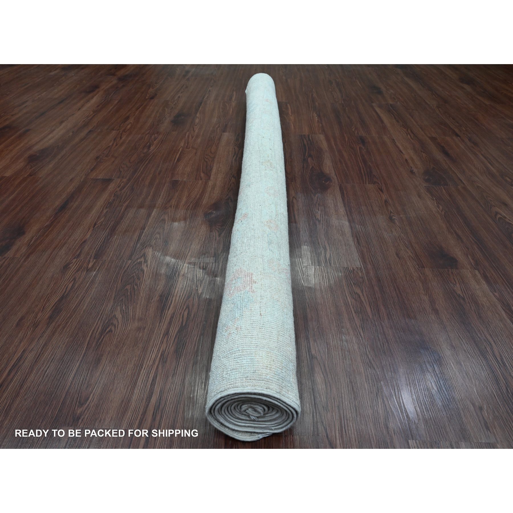6'x9'8" Chiffon White, Hand Knotted, Afghan Angora Oushak with Faded Leaf Design, Natural Dyes, 100% Wool, Oriental Rug Sh20933