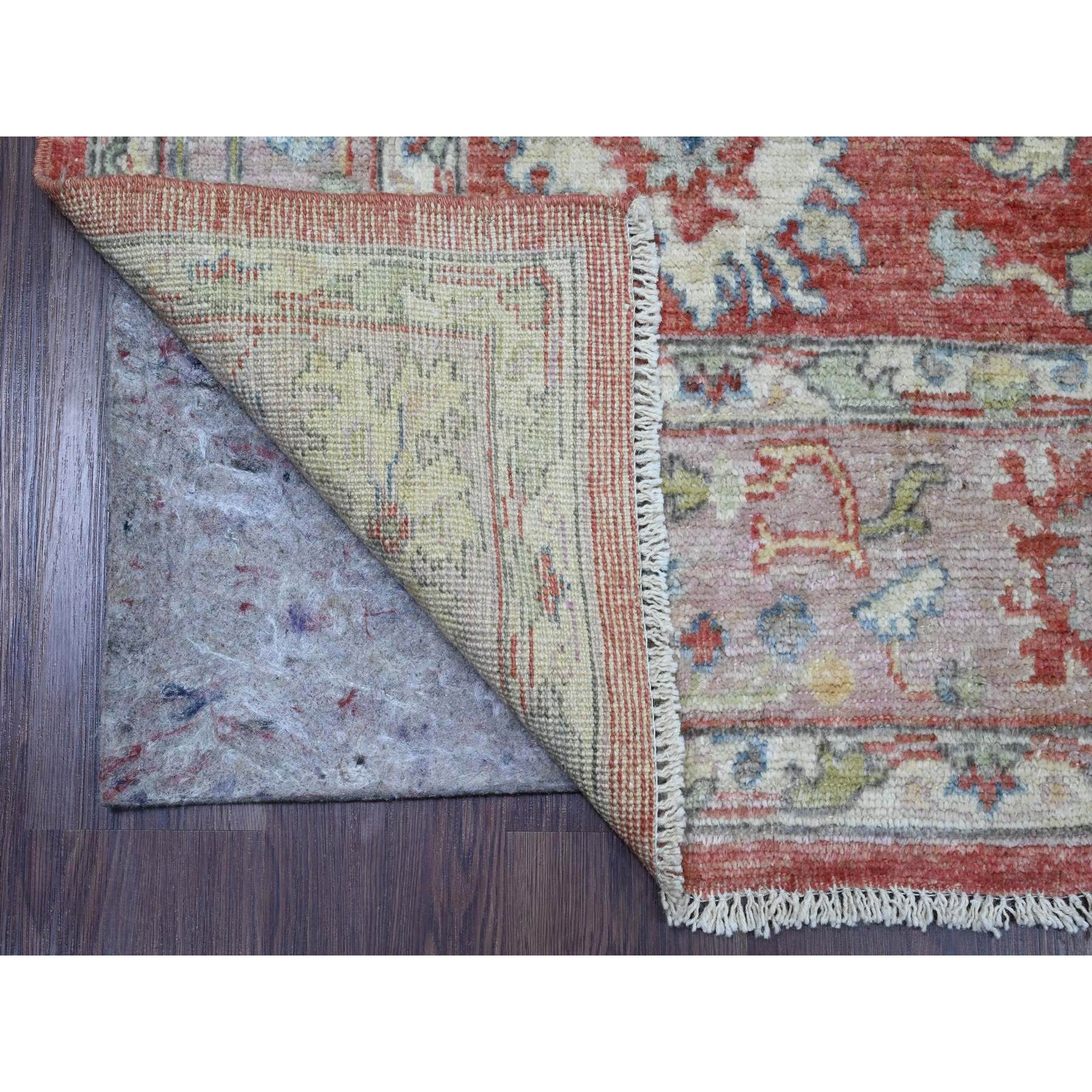 6'x8'9" Crimson Red, Afghan Angora Oushak with Floral Pattern, Hand Knotted, Vegetable Dyes, 100% Wool, Oriental Rug Sh20934