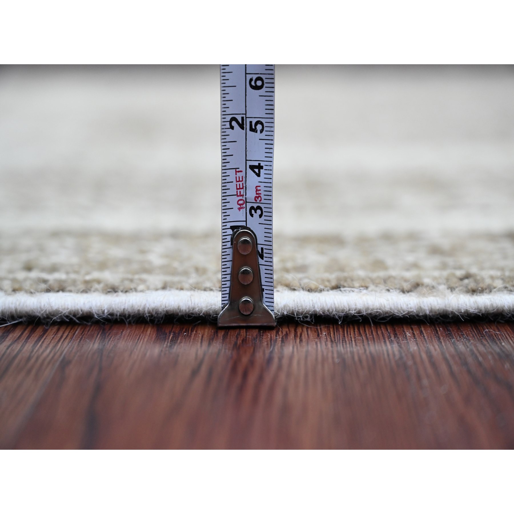 2'6"x11'6" Coffee Brown, Moroccan Berber Influence with Geometric Pattern, Denser Weave, High Mountain Wool, Hand Knotted, Runner, Oriental Rug Sh20939