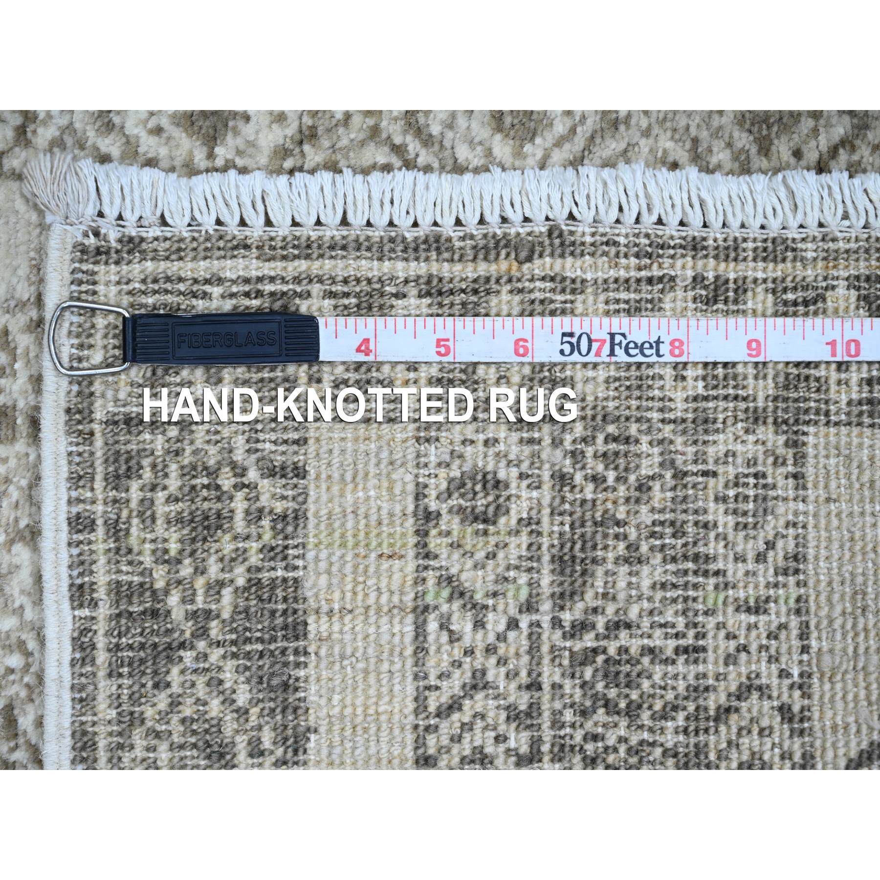2'6"x11'6" Coffee Brown, Moroccan Berber Influence with Geometric Pattern, Denser Weave, High Mountain Wool, Hand Knotted, Runner, Oriental Rug Sh20939