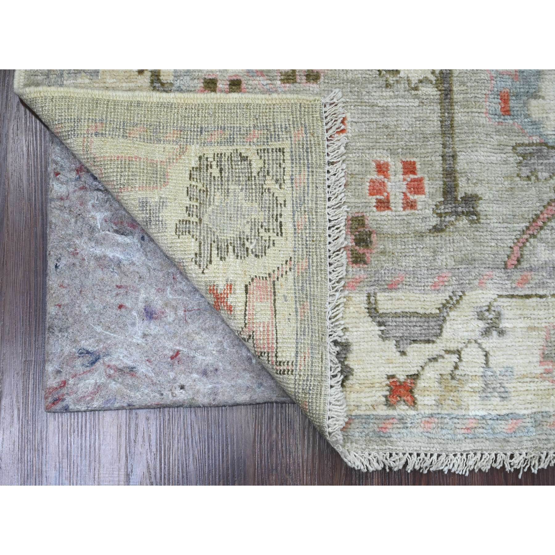 4'5"x6' Medium Gray, Afghan Angora Oushak with All Over Pattern, Hand Knotted, Vegetable Dyes, 100% Wool, Oriental Rug Sh20941