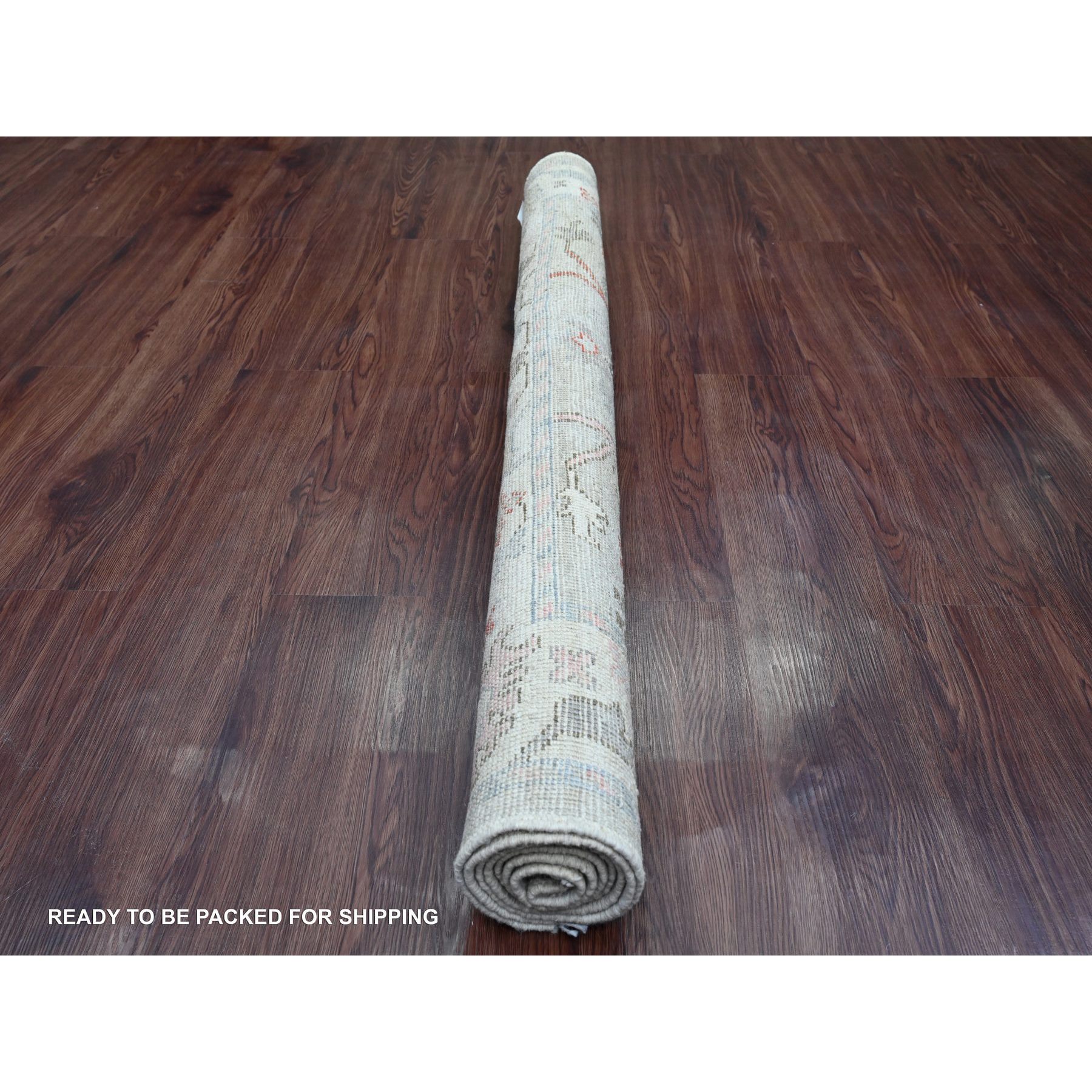 4'5"x6' Medium Gray, Afghan Angora Oushak with All Over Pattern, Hand Knotted, Vegetable Dyes, 100% Wool, Oriental Rug Sh20941