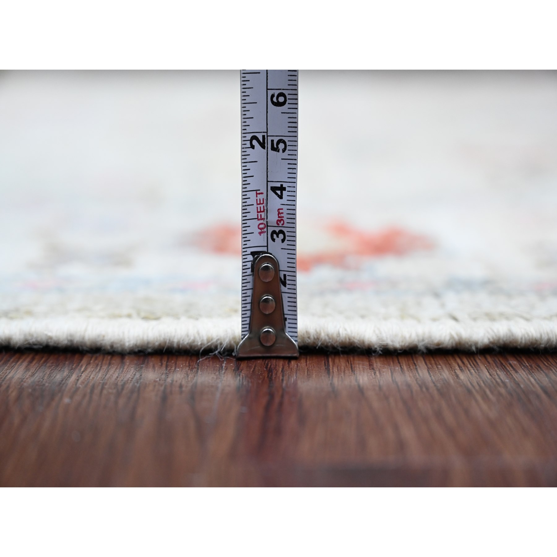 4'5"x6' Medium Gray, Afghan Angora Oushak with All Over Pattern, Hand Knotted, Vegetable Dyes, 100% Wool, Oriental Rug Sh20941