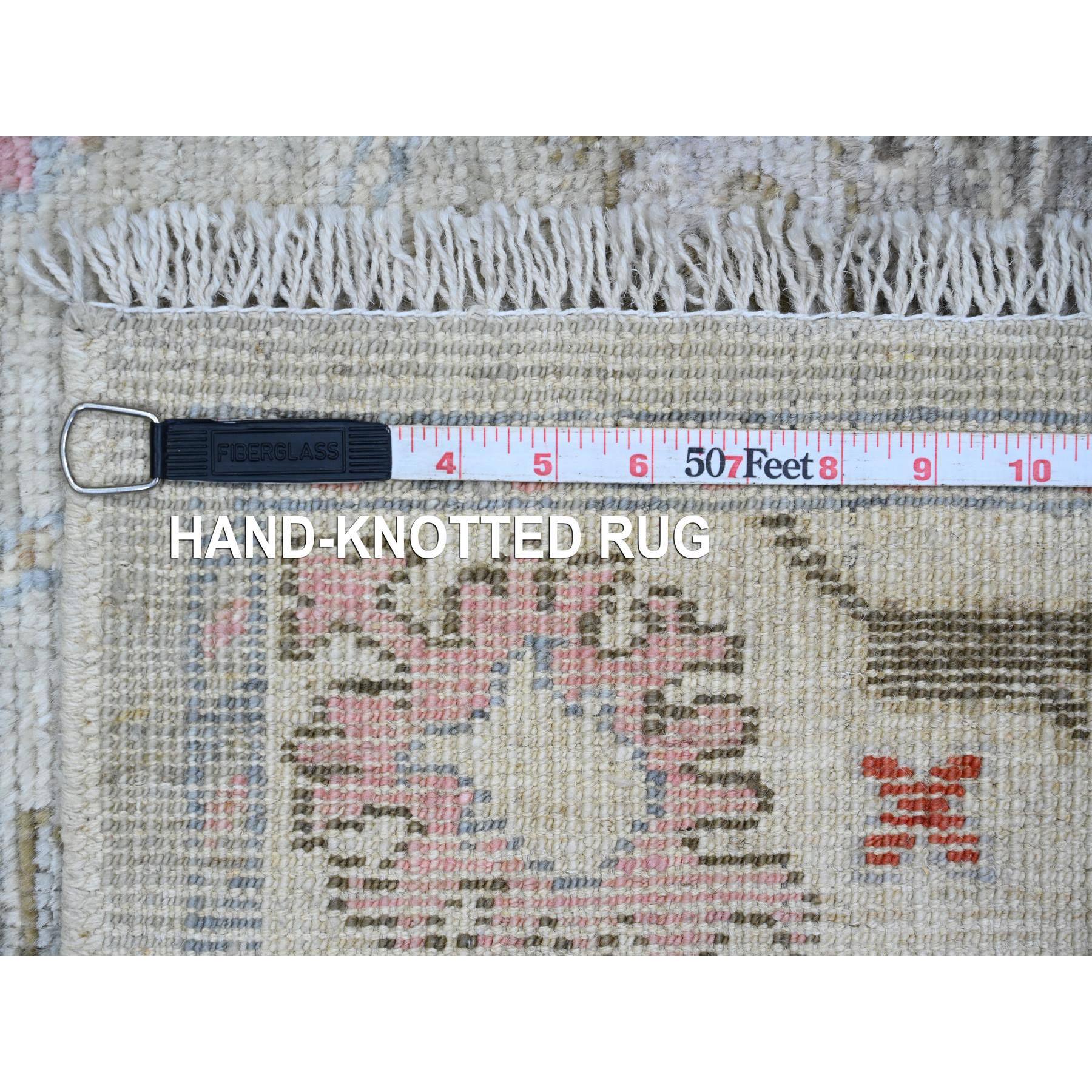 4'5"x6' Medium Gray, Afghan Angora Oushak with All Over Pattern, Hand Knotted, Vegetable Dyes, 100% Wool, Oriental Rug Sh20941