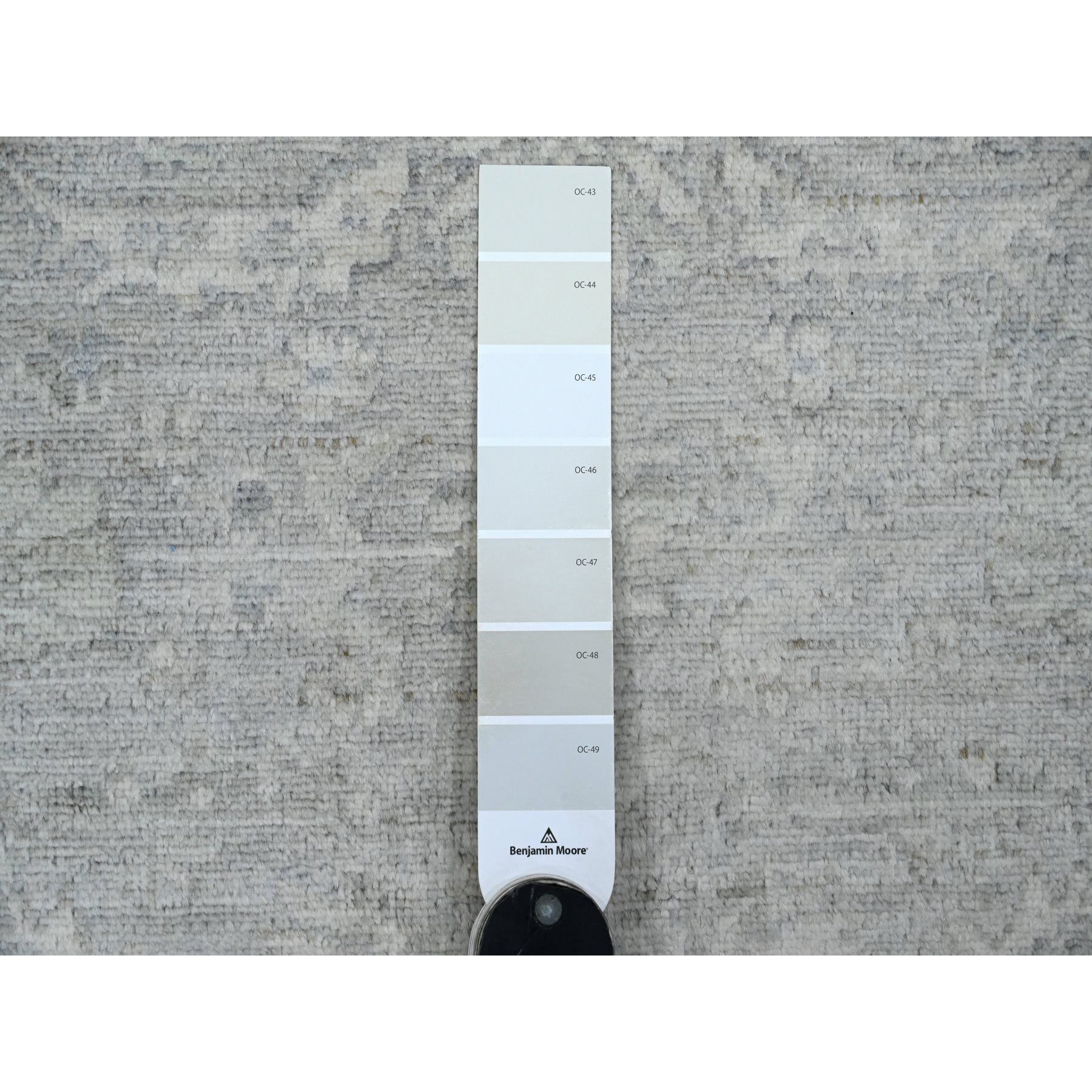 2'6"x19'2" Medium Gray, Washed Out Peshawar with Heriz Design, High Mountain Wool, Densely Woven, Hand Knotted, Vegetable Dyes, XL Runner, Oriental Rug Sh20945