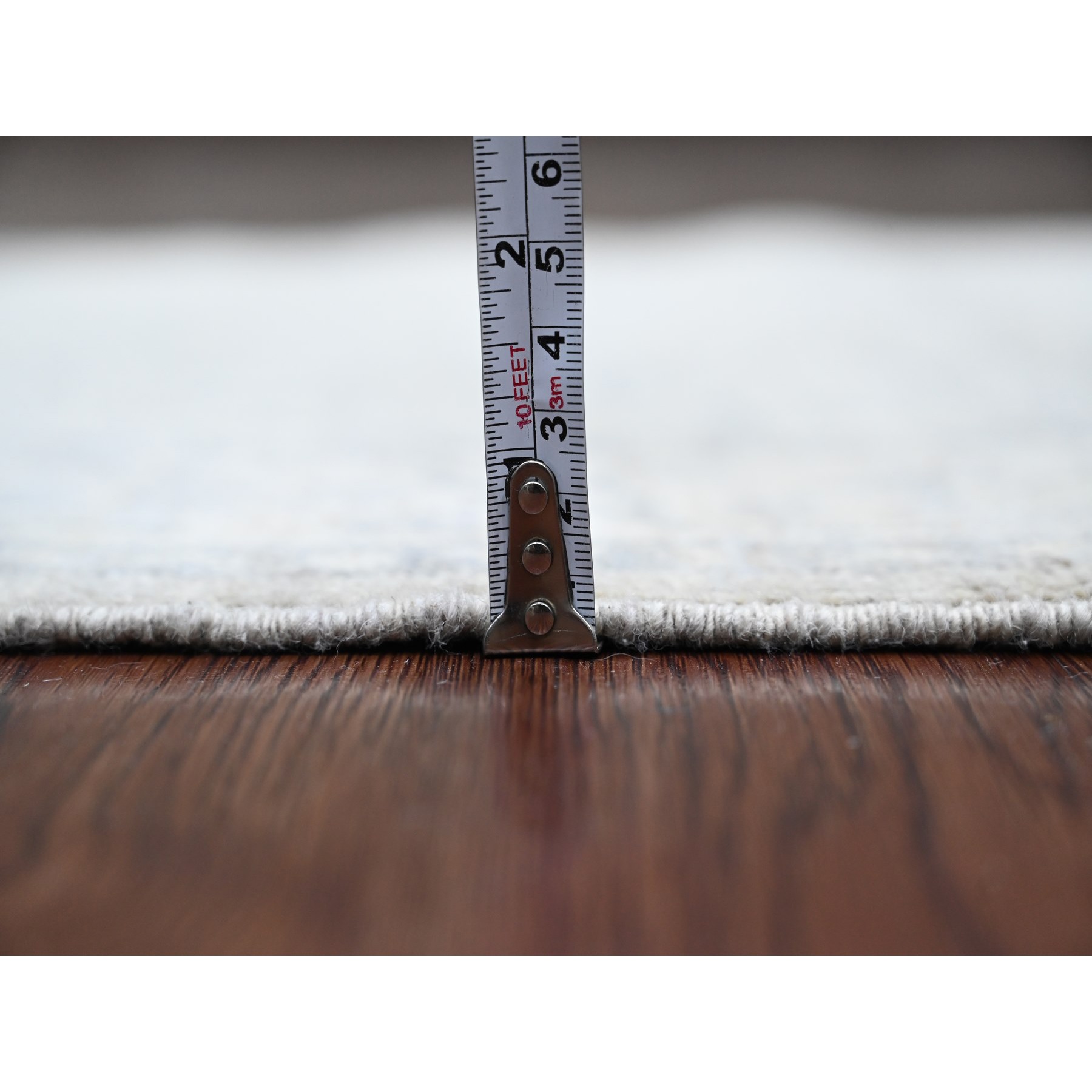 2'6"x19'2" Medium Gray, Washed Out Peshawar with Heriz Design, High Mountain Wool, Densely Woven, Hand Knotted, Vegetable Dyes, XL Runner, Oriental Rug Sh20945