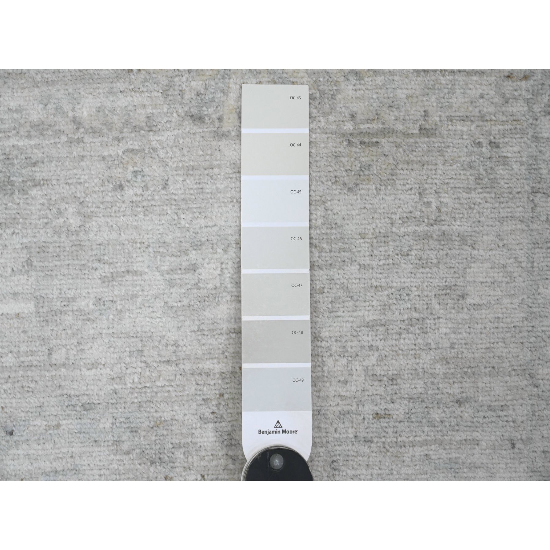 2'6"x28'9" Medium Gray, Washed Out Peshawar with Heriz Design, High Mountain Wool, Densely Woven, Hand Knotted, XL Runner, Oriental Rug Sh20946