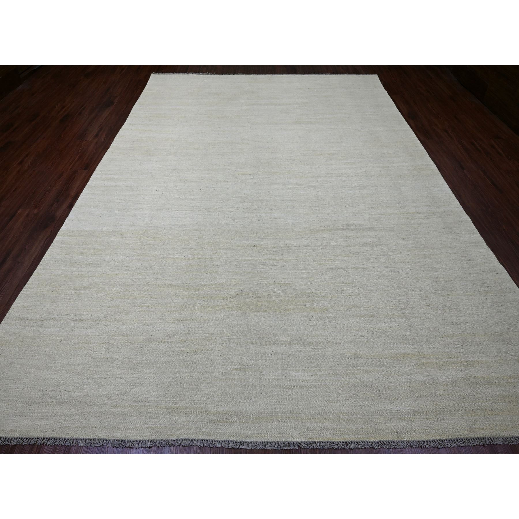 8'9"x12'4" Beige, Flat Weave, Solid Design, Hand Woven, Afghan Kilim, Hand Spun Wool, Vegetable Dyes, Oriental Rug Sh20947