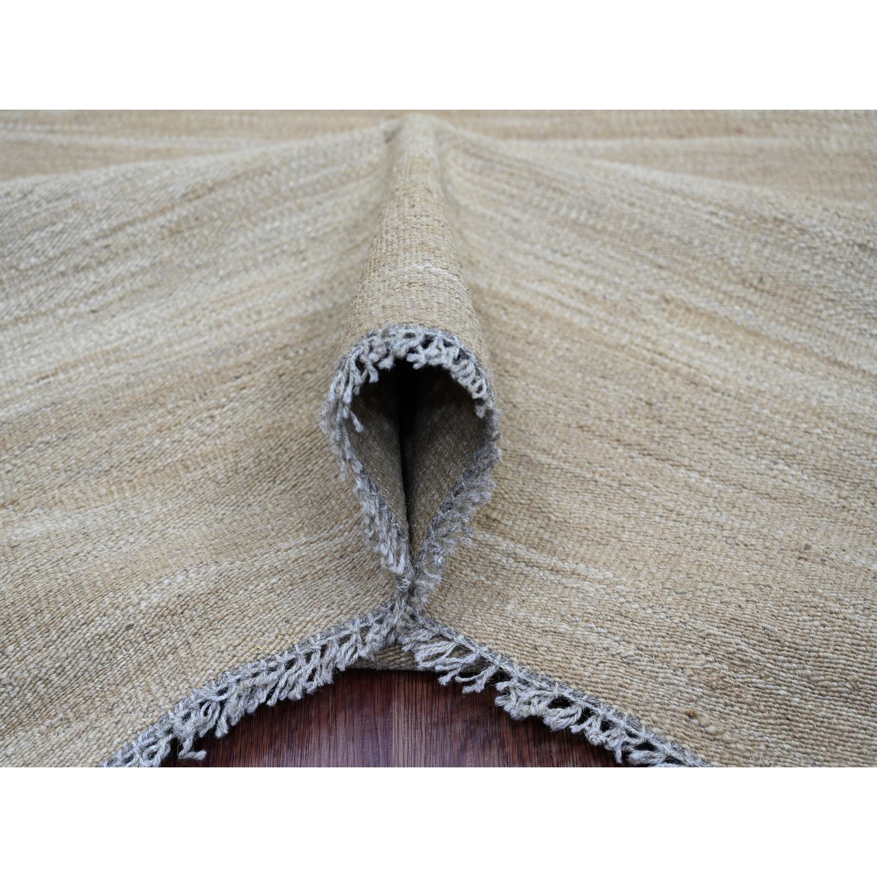 9'x12'1" Beaver Brown, Solid Design, Mixed Wool, Vegetable Dyes, Hand Woven, Kilim, Flat Weave, Oriental Rug Sh20948