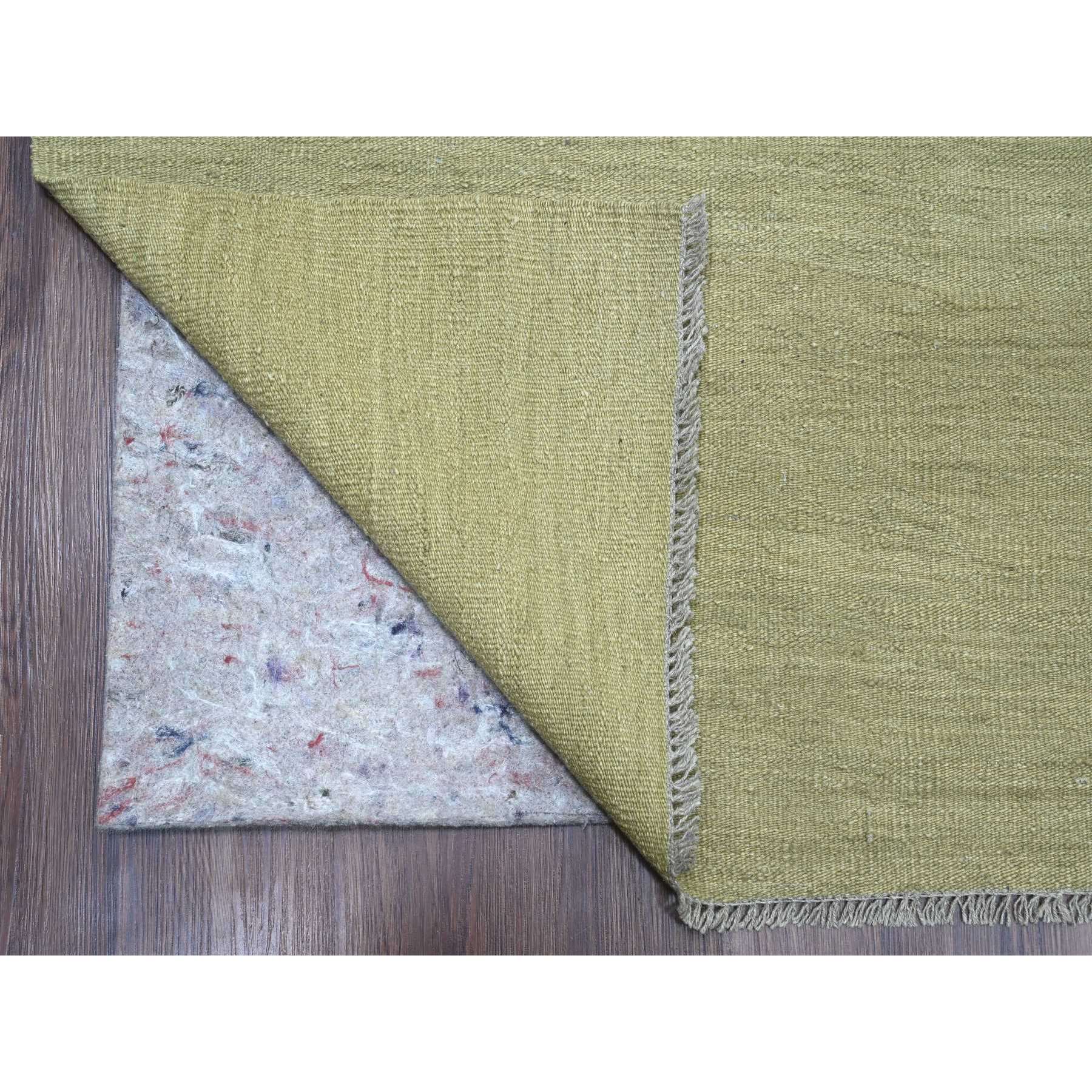 9'1"x12' Swamp Green, Solid Design, Hand Woven, Afghan Kilim, Hand Spun Wool, Vegetable Dyes, Flat Weave, Oriental Rug Sh20949