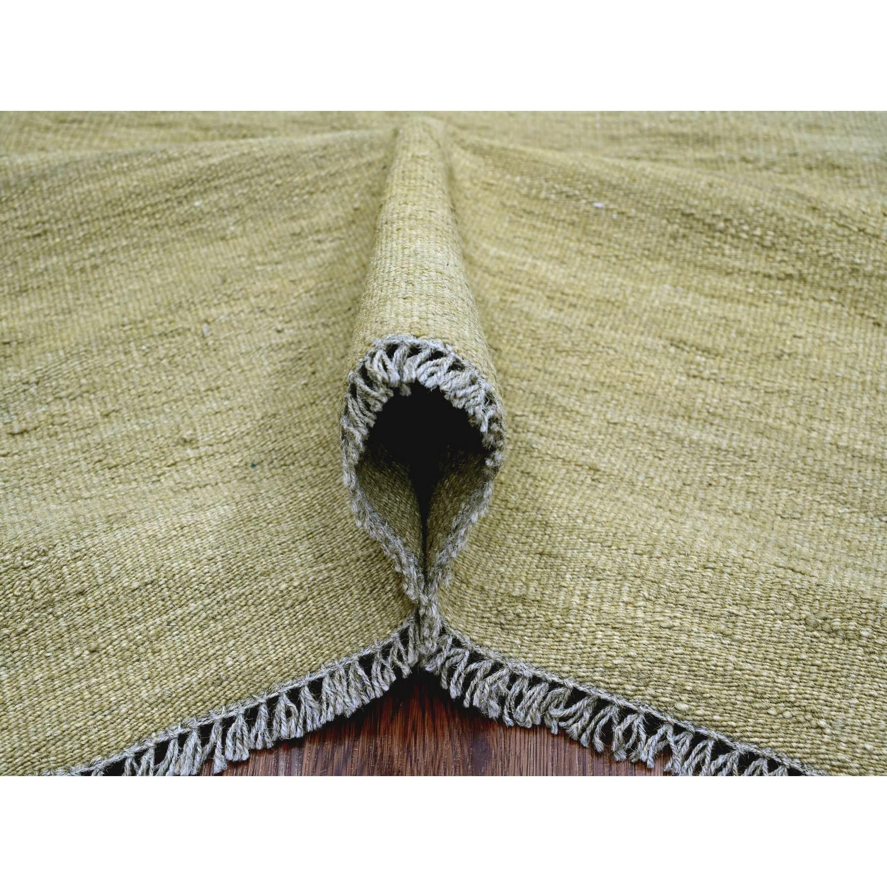 9'1"x12' Swamp Green, Solid Design, Hand Woven, Afghan Kilim, Hand Spun Wool, Vegetable Dyes, Flat Weave, Oriental Rug Sh20949