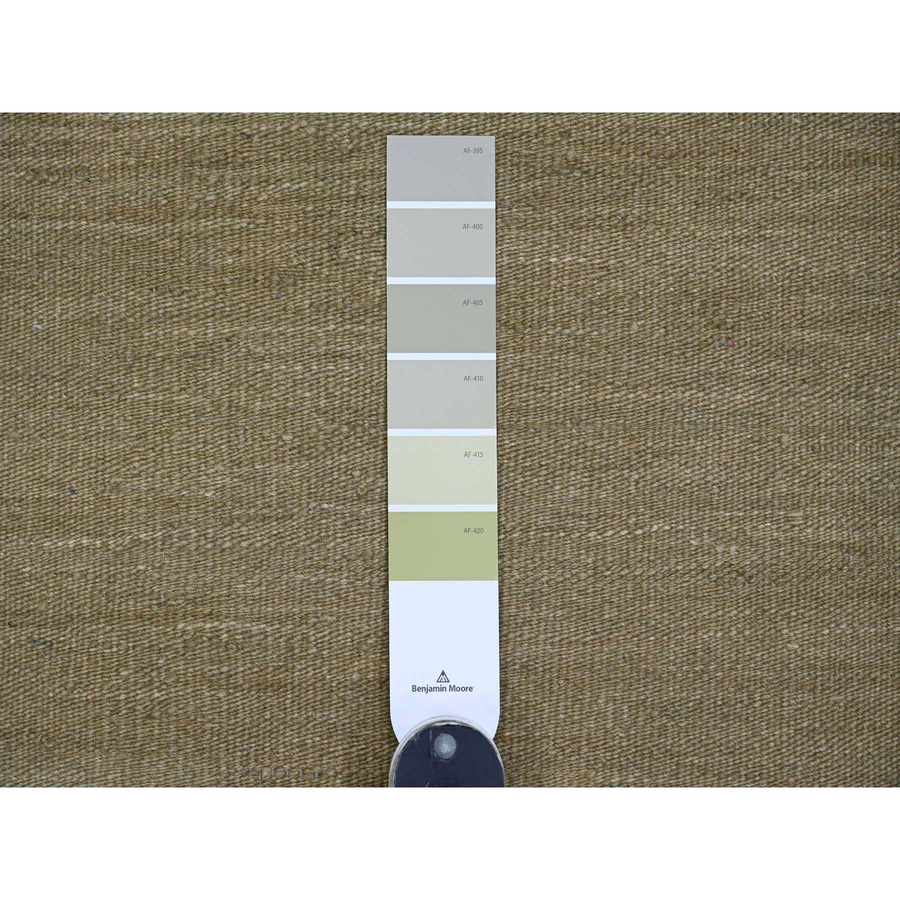 9'1"x12' Swamp Green, Solid Design, Hand Woven, Afghan Kilim, Hand Spun Wool, Vegetable Dyes, Flat Weave, Oriental Rug Sh20949