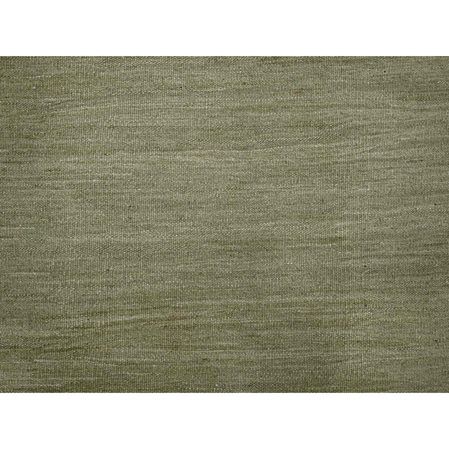 9'1"x12' Swamp Green, Solid Design, Hand Woven, Afghan Kilim, Hand Spun Wool, Vegetable Dyes, Flat Weave, Oriental Rug Sh20949