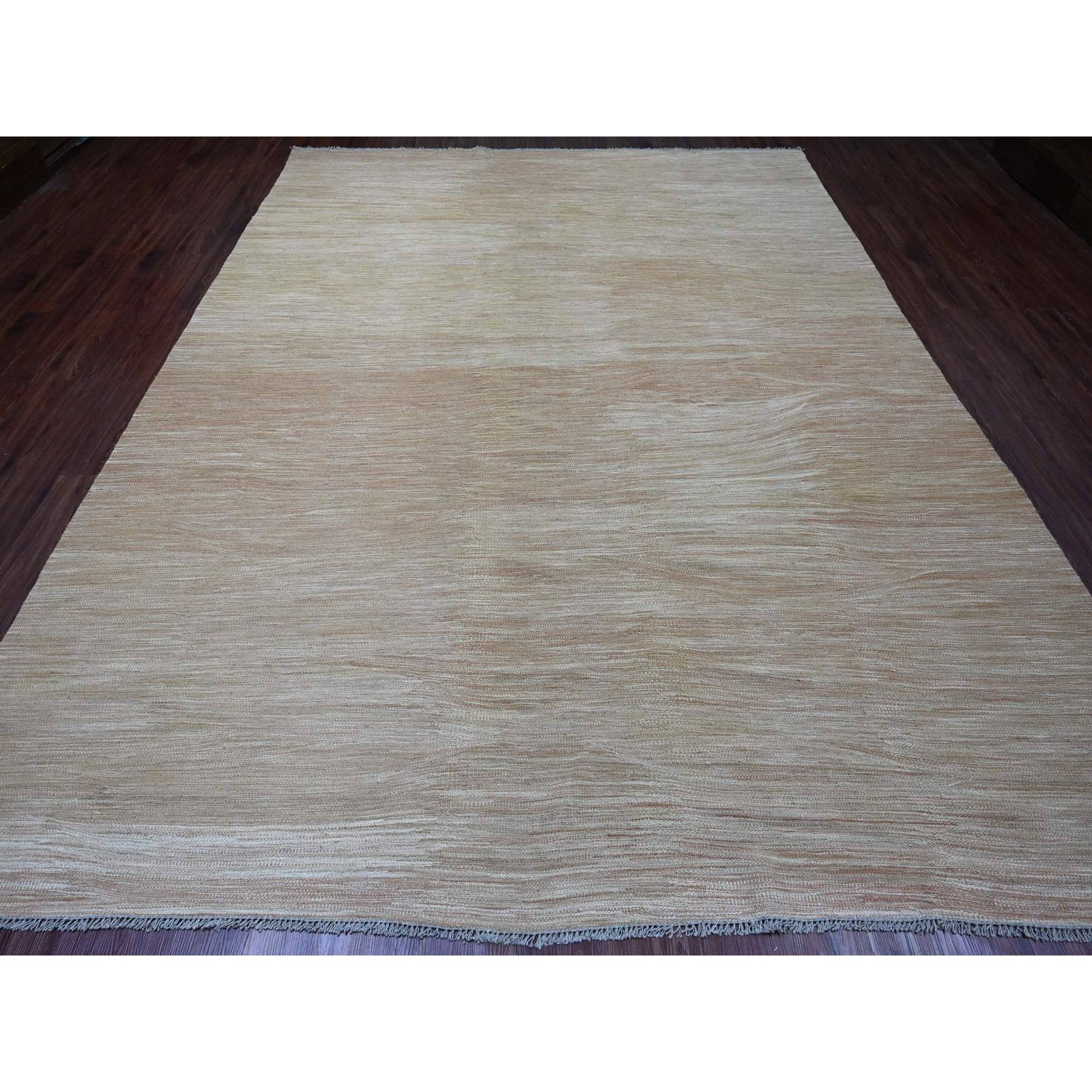 9'1"x12'2" Tumbleweed Brown, Flat Weave, Solid Design, Hand Woven, Afghan Kilim, Hand Spun Wool, Vegetable Dyes, Oriental Rug Sh20952