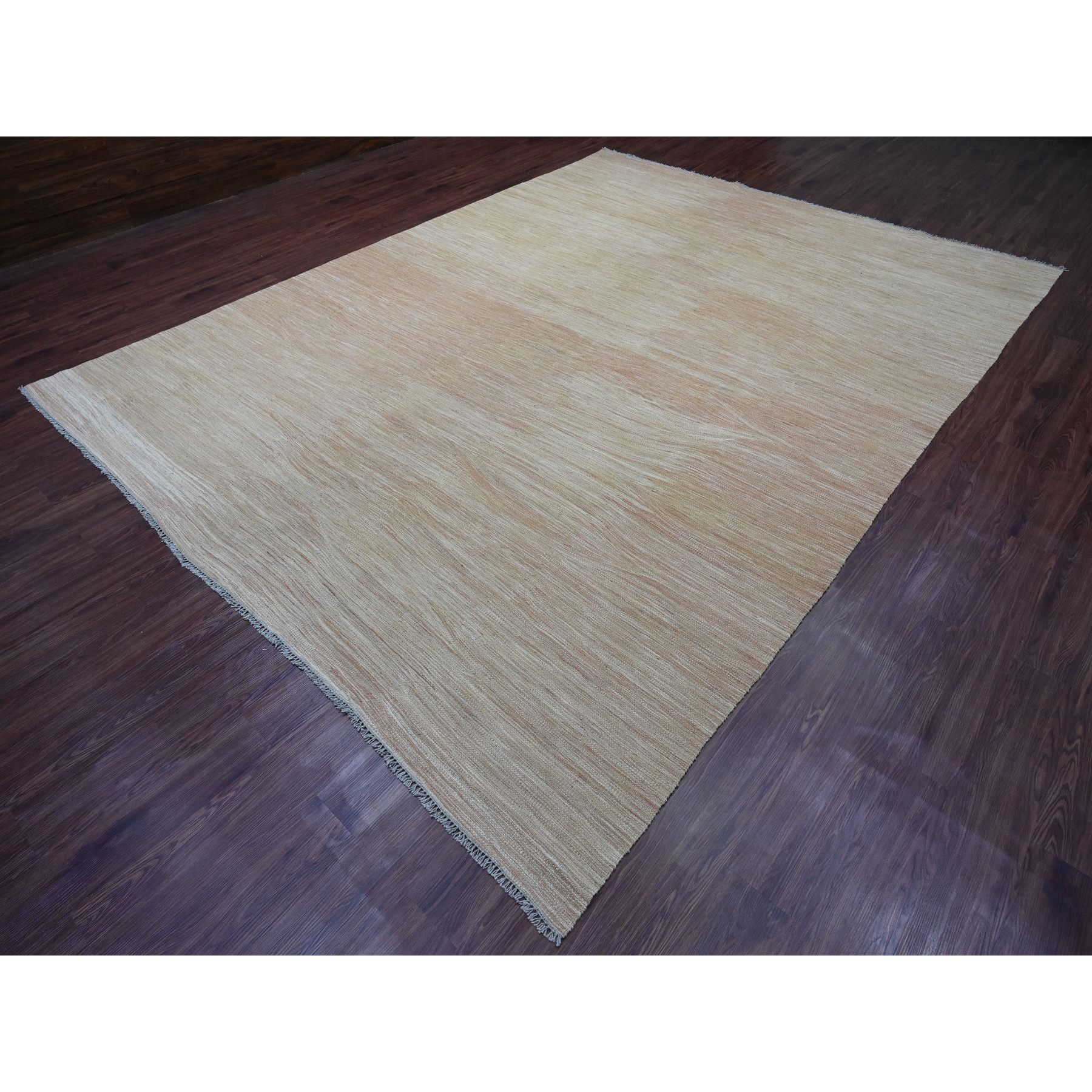 9'1"x12'2" Tumbleweed Brown, Flat Weave, Solid Design, Hand Woven, Afghan Kilim, Hand Spun Wool, Vegetable Dyes, Oriental Rug Sh20952
