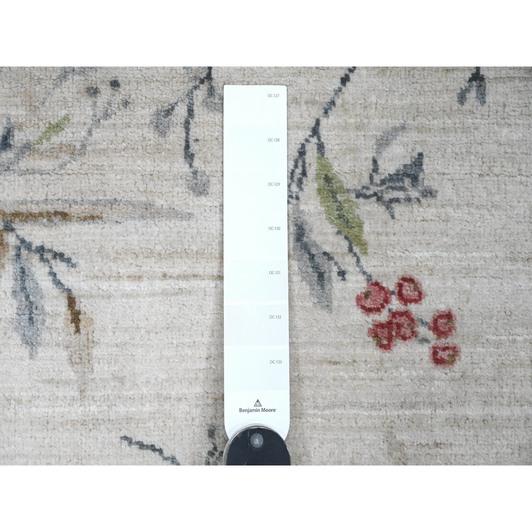 4'x6' Chiffon White, Sparrows on the Tree, Peshawar, 100% Soft Wool, Lush and Plush, Hand Knotted, Oriental Rug Sh20955