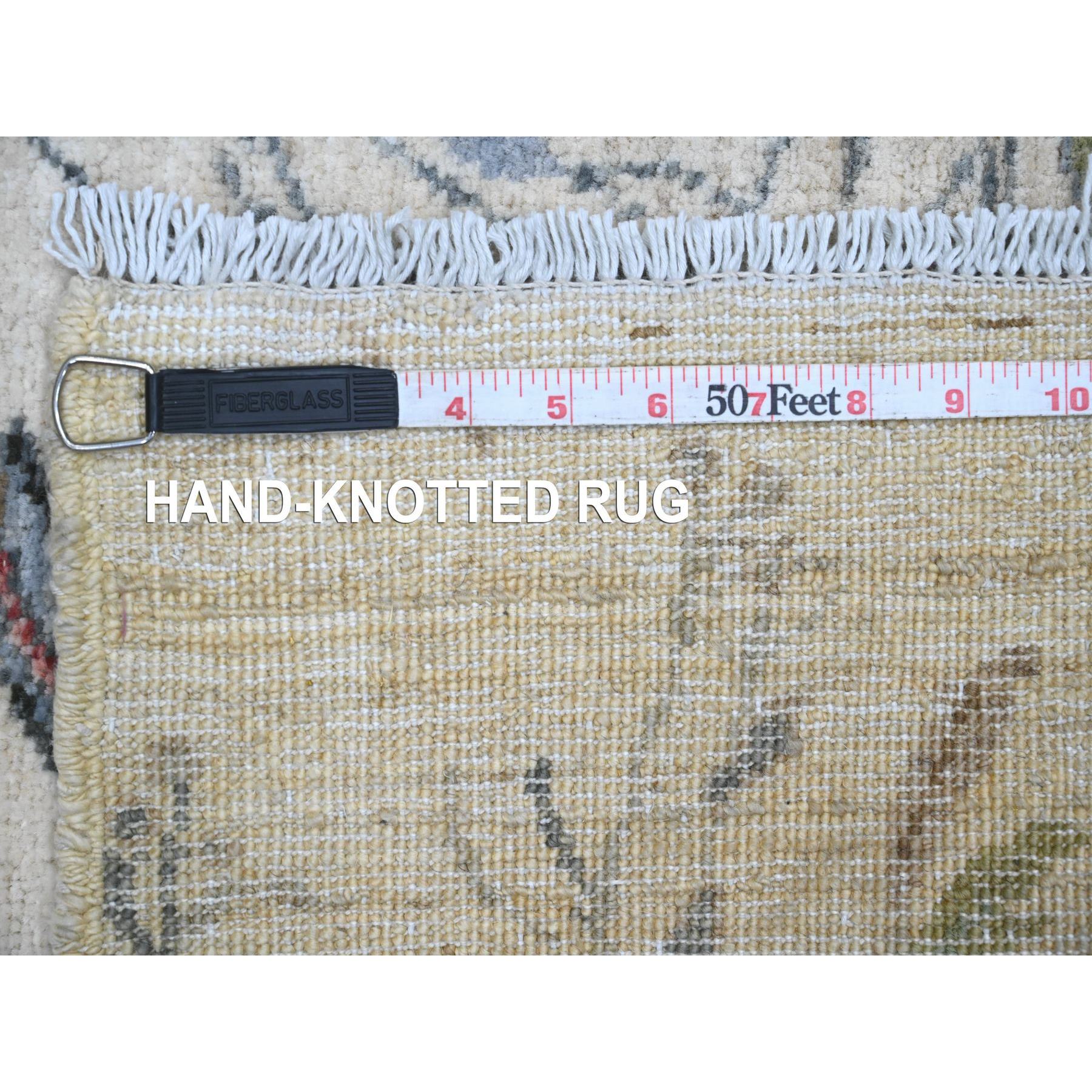 4'x6' Chiffon White, Sparrows on the Tree, Peshawar, 100% Soft Wool, Lush and Plush, Hand Knotted, Oriental Rug Sh20955