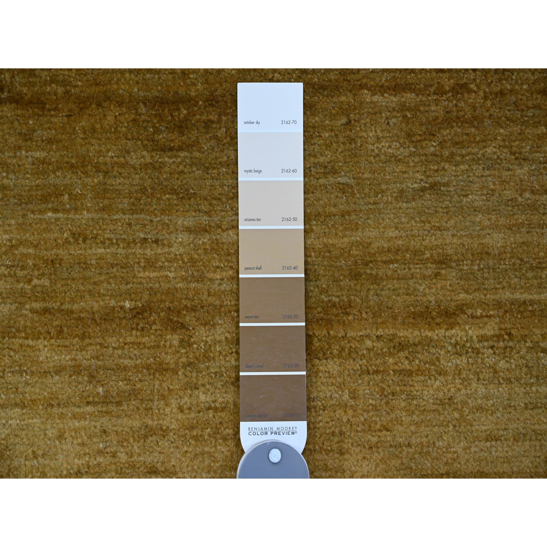 8'x9'9" Honey Brown, Plain Solid Pattern, Hand Knotted, Hand Spun Ghazni Wool, Lush and Plush, Oriental Rug Sh20956