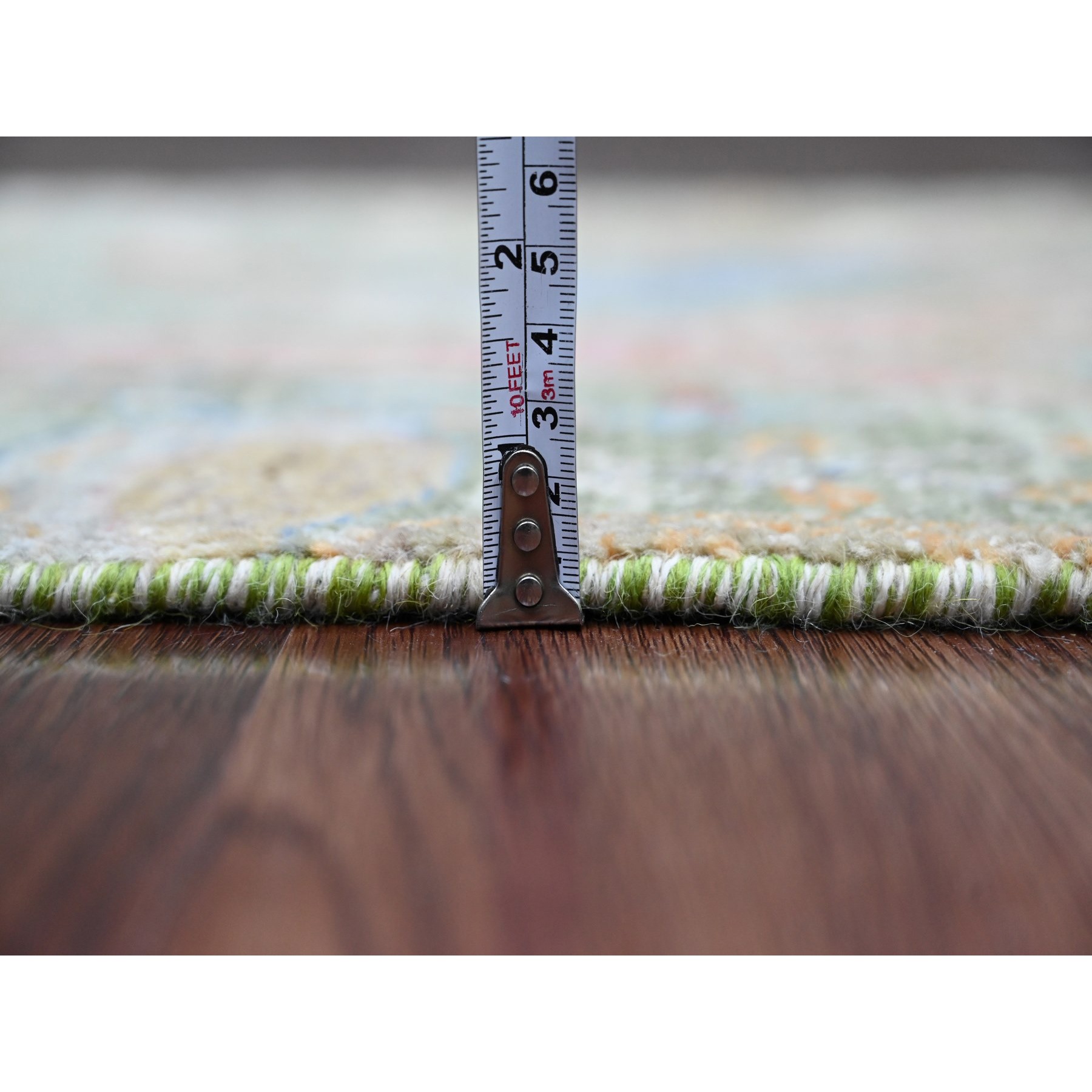 2'6"x24' Moss Green, Afghan Peshawar with Birds of Paradise Design, Soft Wool, Natural Dyes, Hand Knotted, XL Runner, Oriental Rug Sh20957